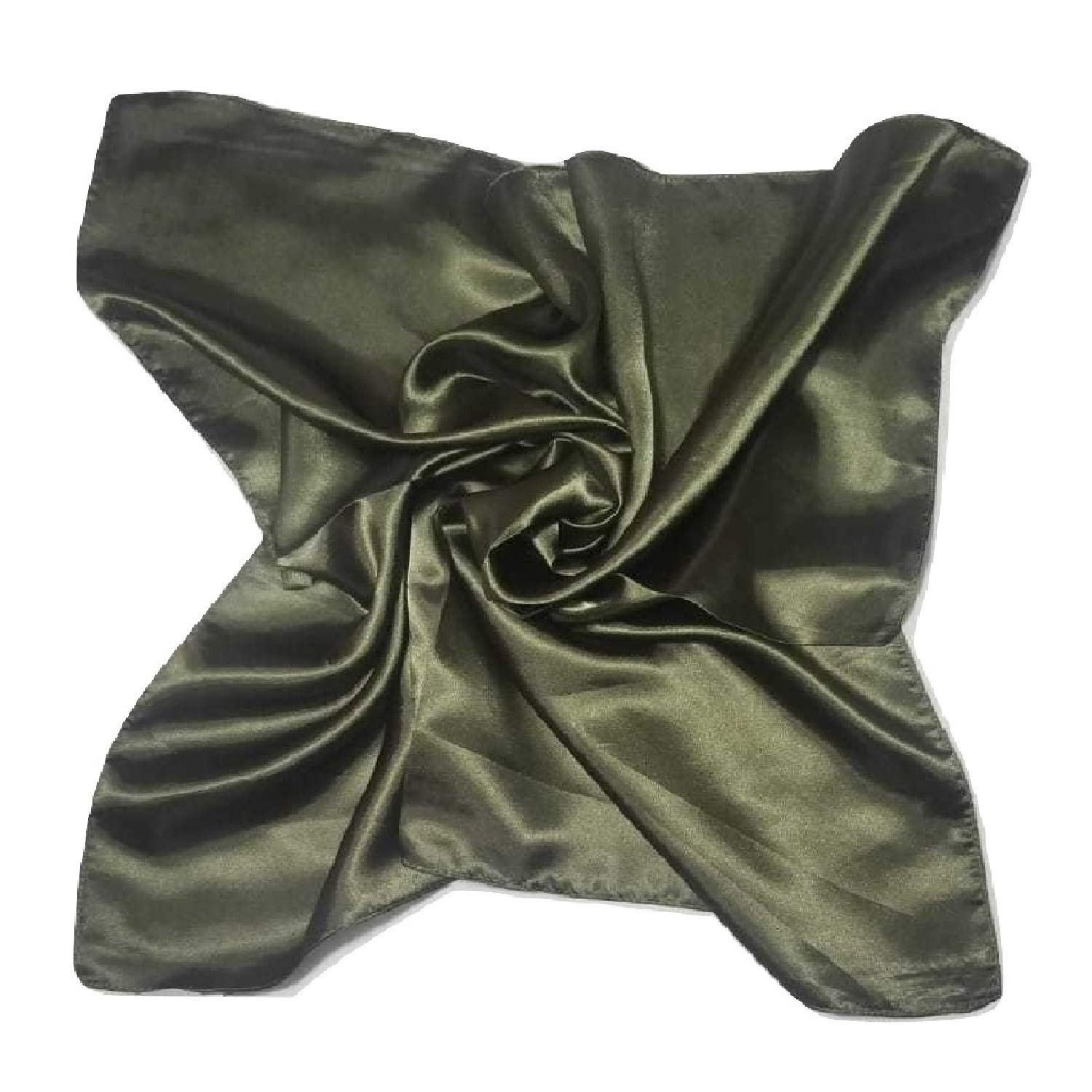 60x60cm Fashion Women Square Satin Silk Scarf Scarves Bandannas Head Wrap Shawl (OLIVE)