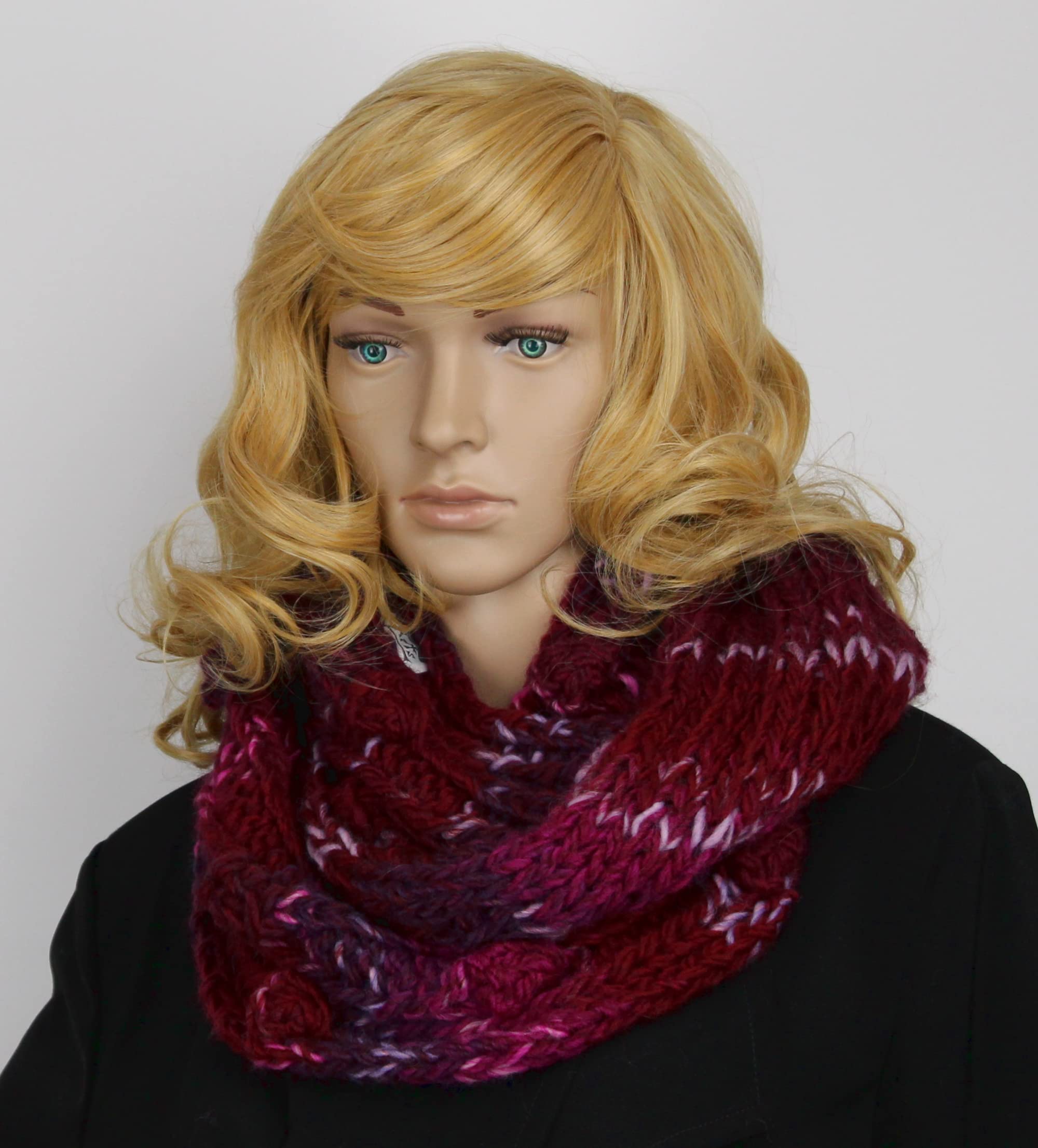H.E.Arts Strickloop Damen weinrot meliert Schulterschmeichler Bordeaux Loop mit eingestrickten Noppen