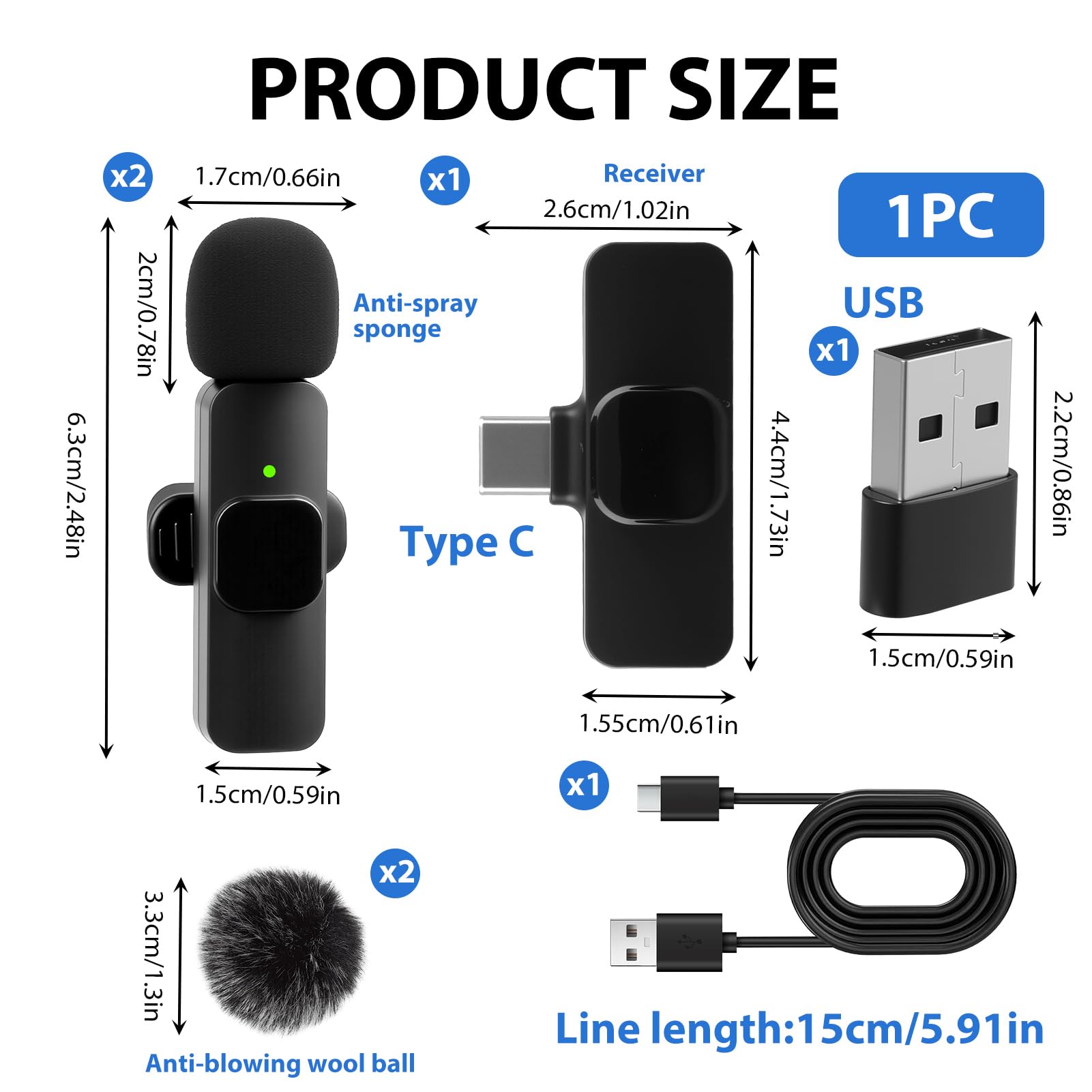 Micro Cravate sans Fil pour iPhone 17 16 15 Android et Ordinateur, Mini Micro Smartphone avec Réduction du Bruit, Microphone Bluetooth Clip-on Lavalier pour Enregistrement Vidéo/Vapeur en Direct