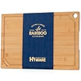 Hiware Extra Large Bamboo Cutting Board for Kitchen, Heavy Duty Wood Cutting Board with Juice Groove, 100% Organic Bamboo, Pre Oiled, 18