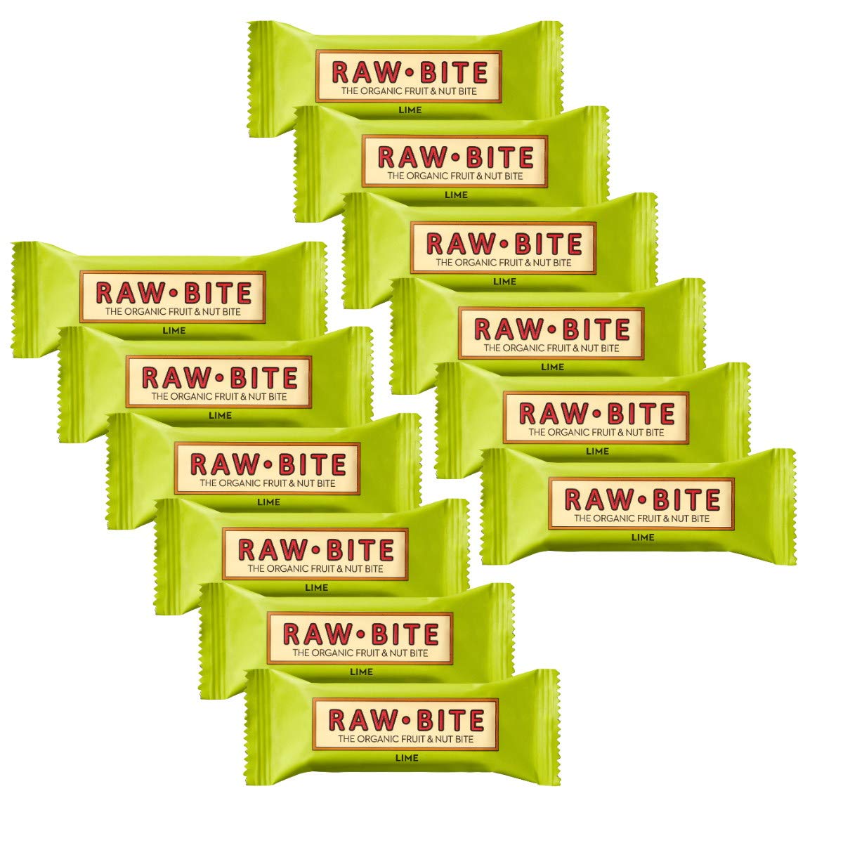 Raw Bite - Lime Riegel - Frucht-Nussriegel mit Limette, Ingwer und Chili, Größe:12 x 50 g