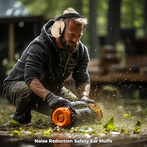 Vista 207 de ProCase - Orejeras de seguridad con protección auditiva NRR de 28 dB; para campos de tiro, podado de césped, construcción, carpintería, 1 - Azul puro