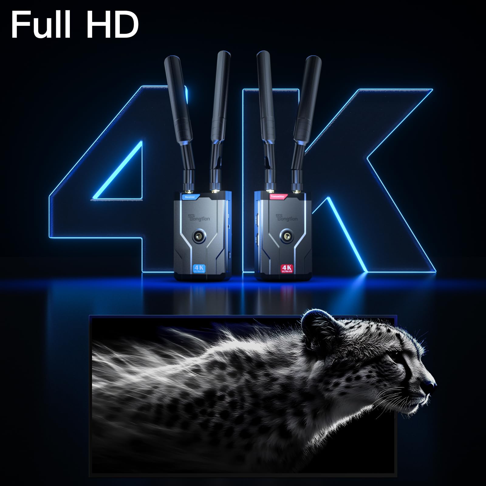 Transmisor y Receptor HDMI inalámbrico 4K, Alcance de 500 pies Ultra HD, Kit de transmisión inalámbrica para DSLR, portátil, Netflix, Youtube a TV/Proyecto