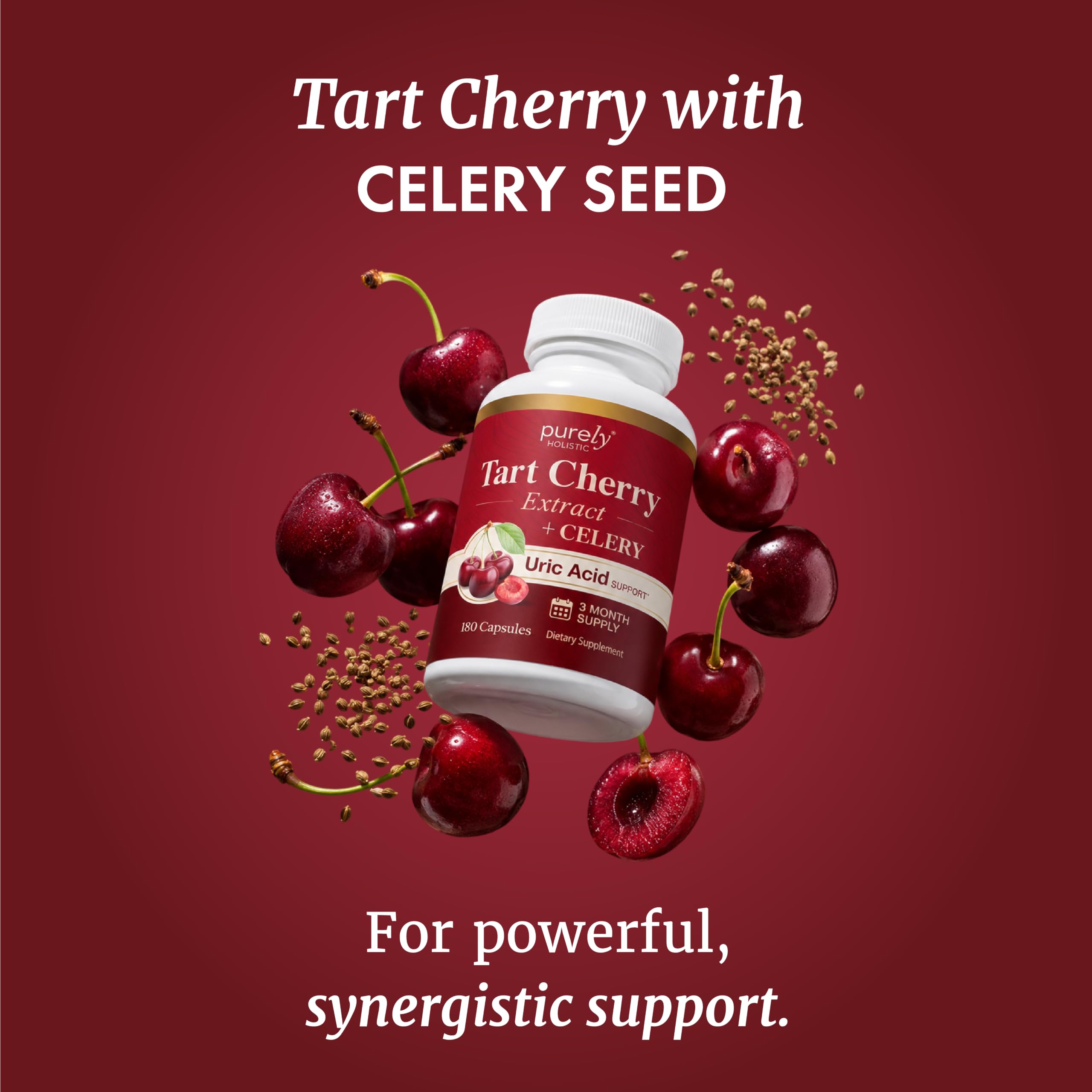Tart Cherry Capsules with Celery Seed, Uric Acid Support, 3 Month Supply — Amazon image 3