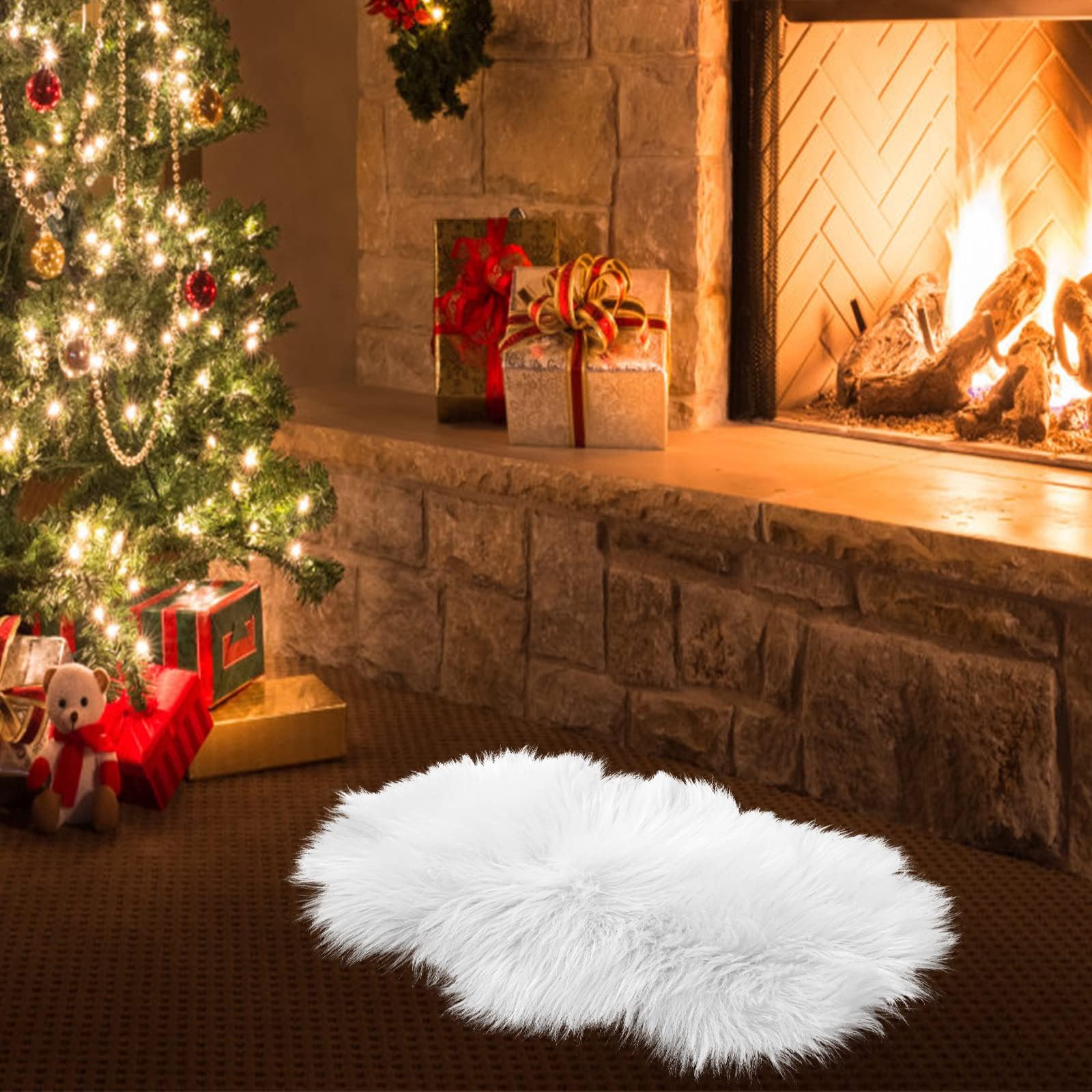 Kunstfell Sitzkissen 45x45cm - Flauschige Sitzauflage Für Stühle In Grau