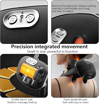 Neck Massager, 4D Real Hands Massager, USB Neck Massager with Heat, 3 Massage Settings, 2 Heat Levels, Deep Massage for Neck, Shoulder, Back, Gifts for Dad Mom (Black)