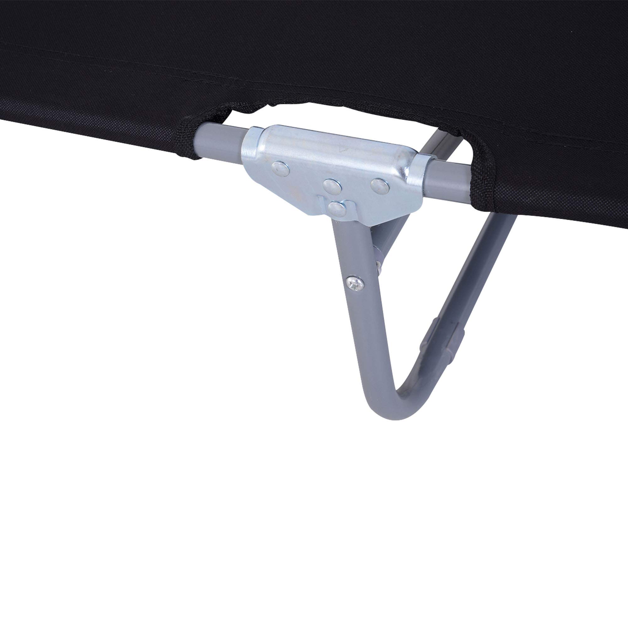 Outsunny Tumbona Plegable Tumbona Jardín Exterior con Respaldo Ajustable en 5 Posiciones y Estructura Metálica Carga 120 kg para Terraza Piscina Playa 187x55x24 cm Negro