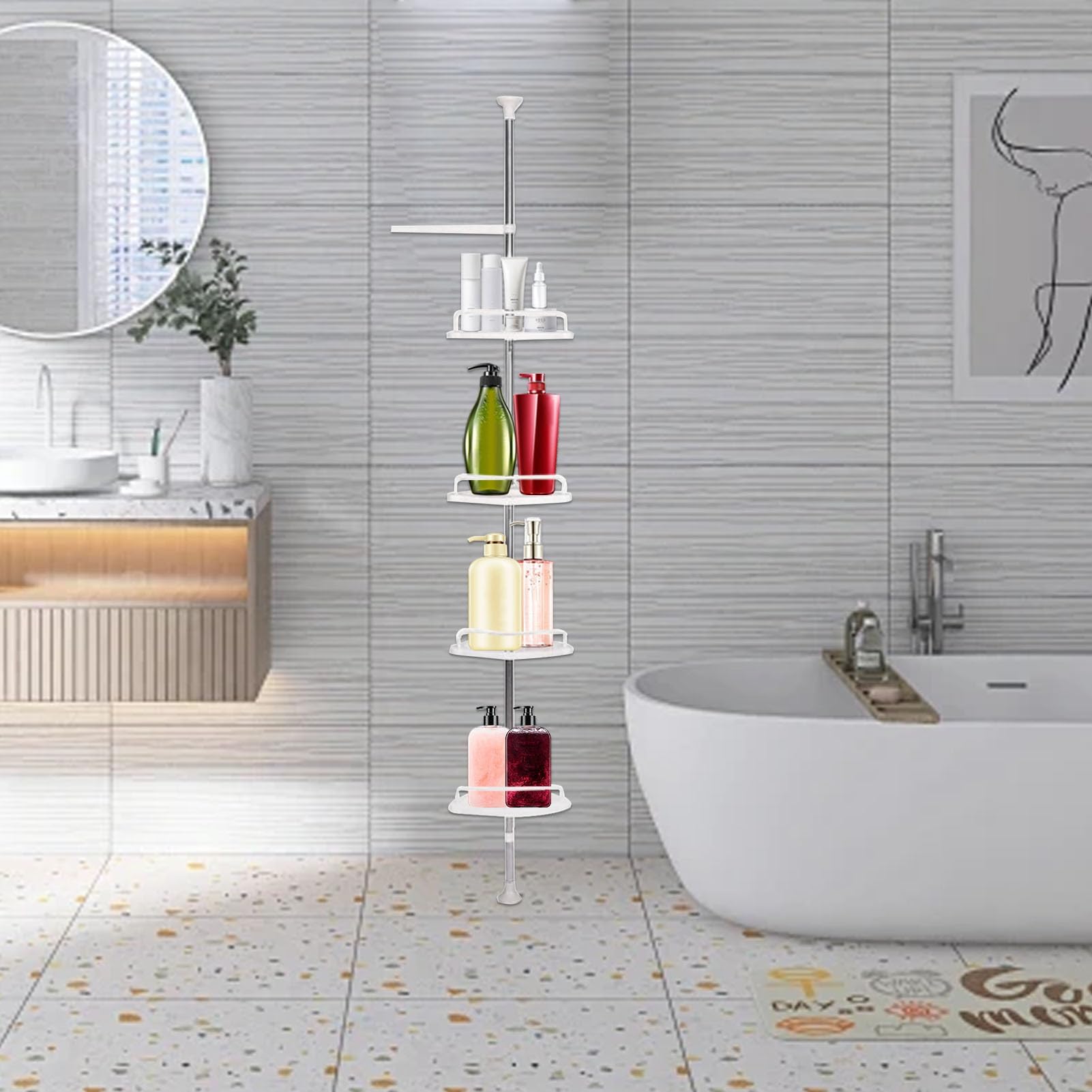 Estante esquinero de baño inoxidable de 25 x 25 cm, almacenamiento de acero inoxidable de varios niveles para ducha y baño, estante de esquina que ahorra espacio, accesorio de baño duradero