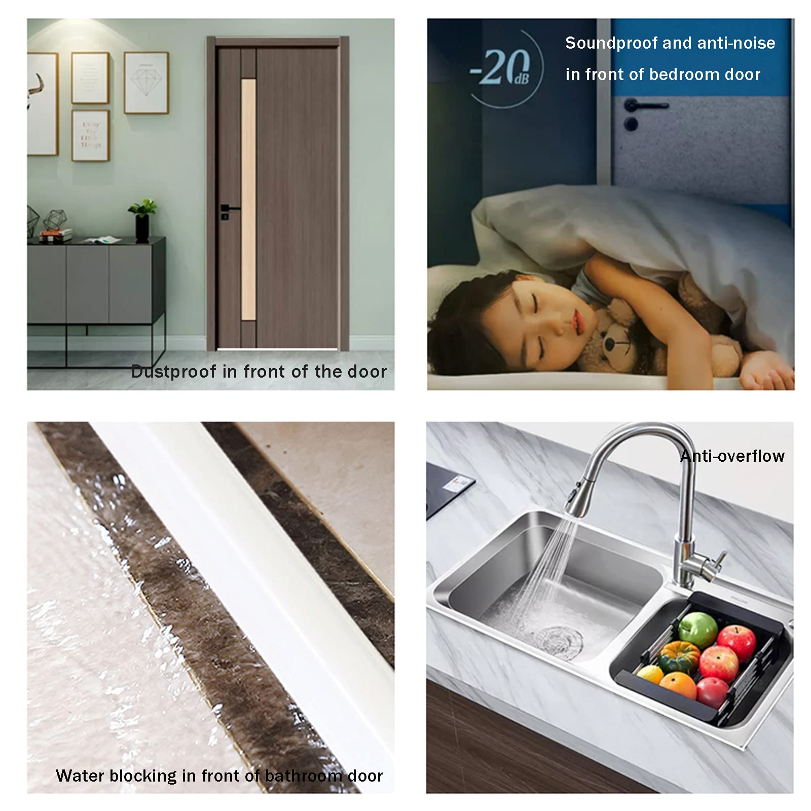 Barrera de Ducha y Sistema de Retención de Agua para el Umbral de Ducha Plegable Tiras de Tope de Agua de Silicona Flexible Ducha Presa de Puerta para Separación Húmeda y Seca(Size:300cm,Color:blanco)