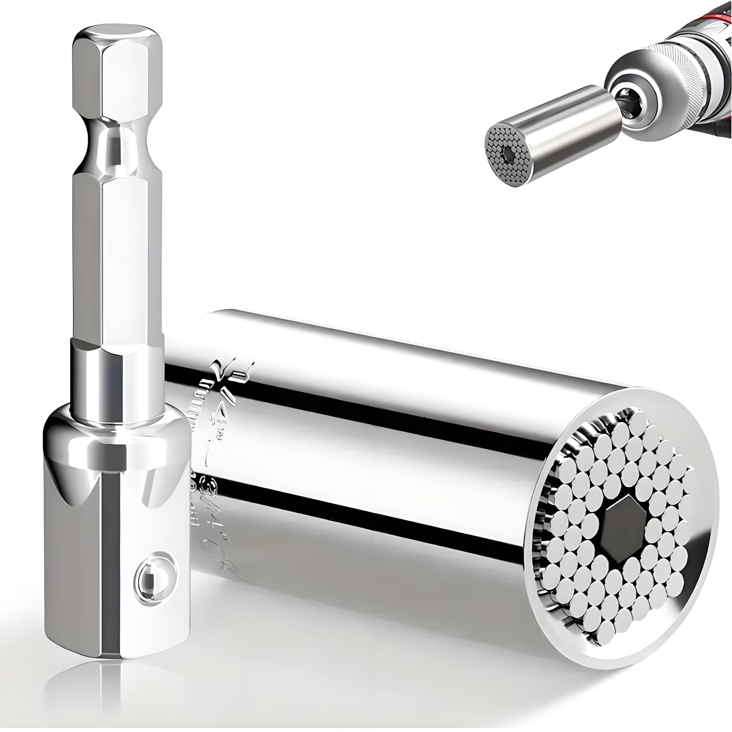 [2PCS] Super Universal Socket Wrench for Standard 1/4'' - 3/4'' Metric 7mm-19mm, Multi-Function, Adjustable Socket Wrench with Ratchet Wrench, DIY Repair Kit to Assemble with Extension