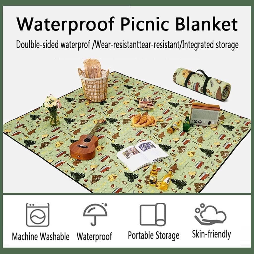 Portable Picnic Blanket,Waterproof Picnic Blanket,Large Picnic Blanket Picnic Mat With 3 Layers Material,Picnic Blanket Washable,Foldable Outdoor Beach Blanket,with Carry Strap,for Picnic,Beach,Campin