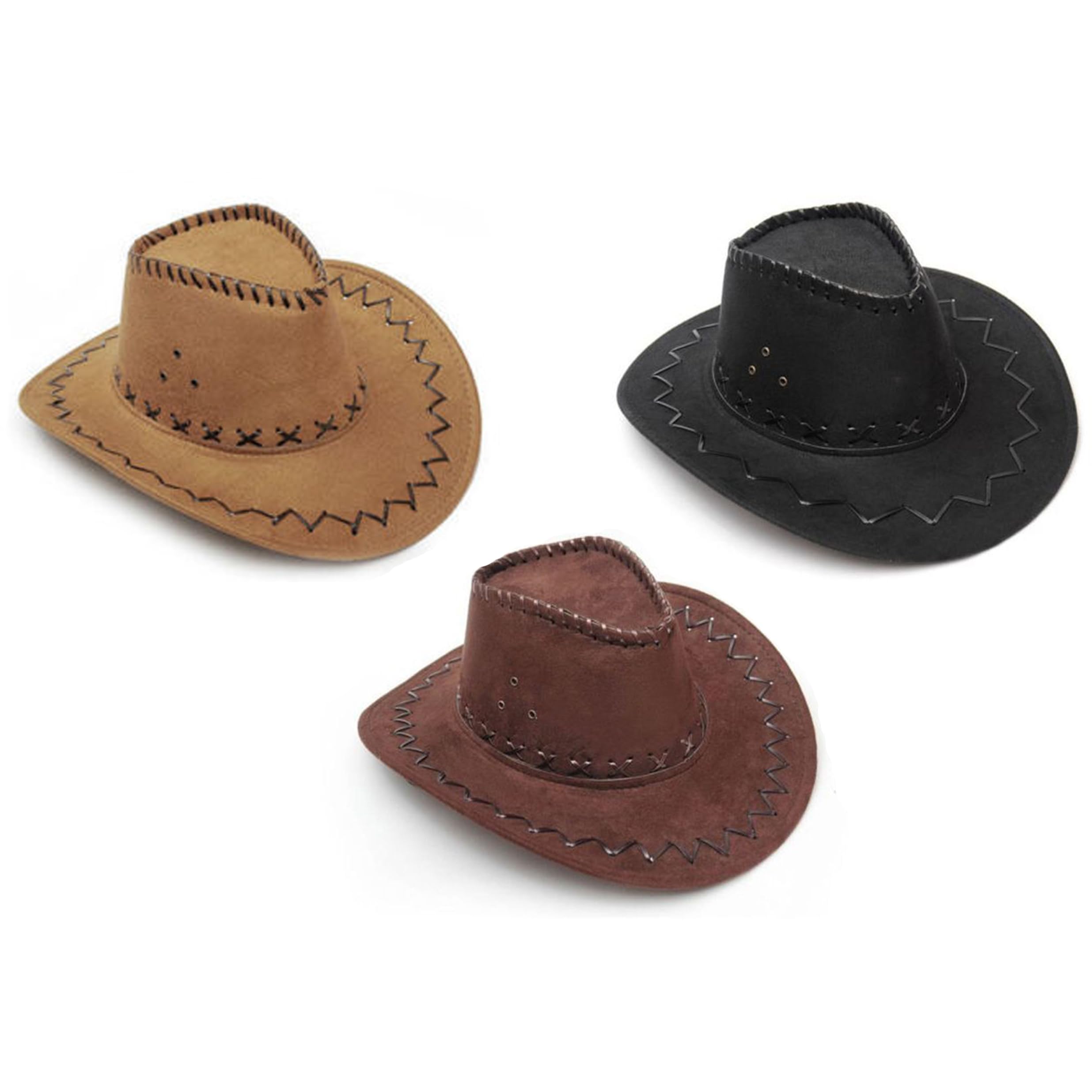 SoWest Suede Look Cowboy Hat Unisex โ Western Fancy Dress Party Hat | Adult Cowgirl Costume Accessory - Camel