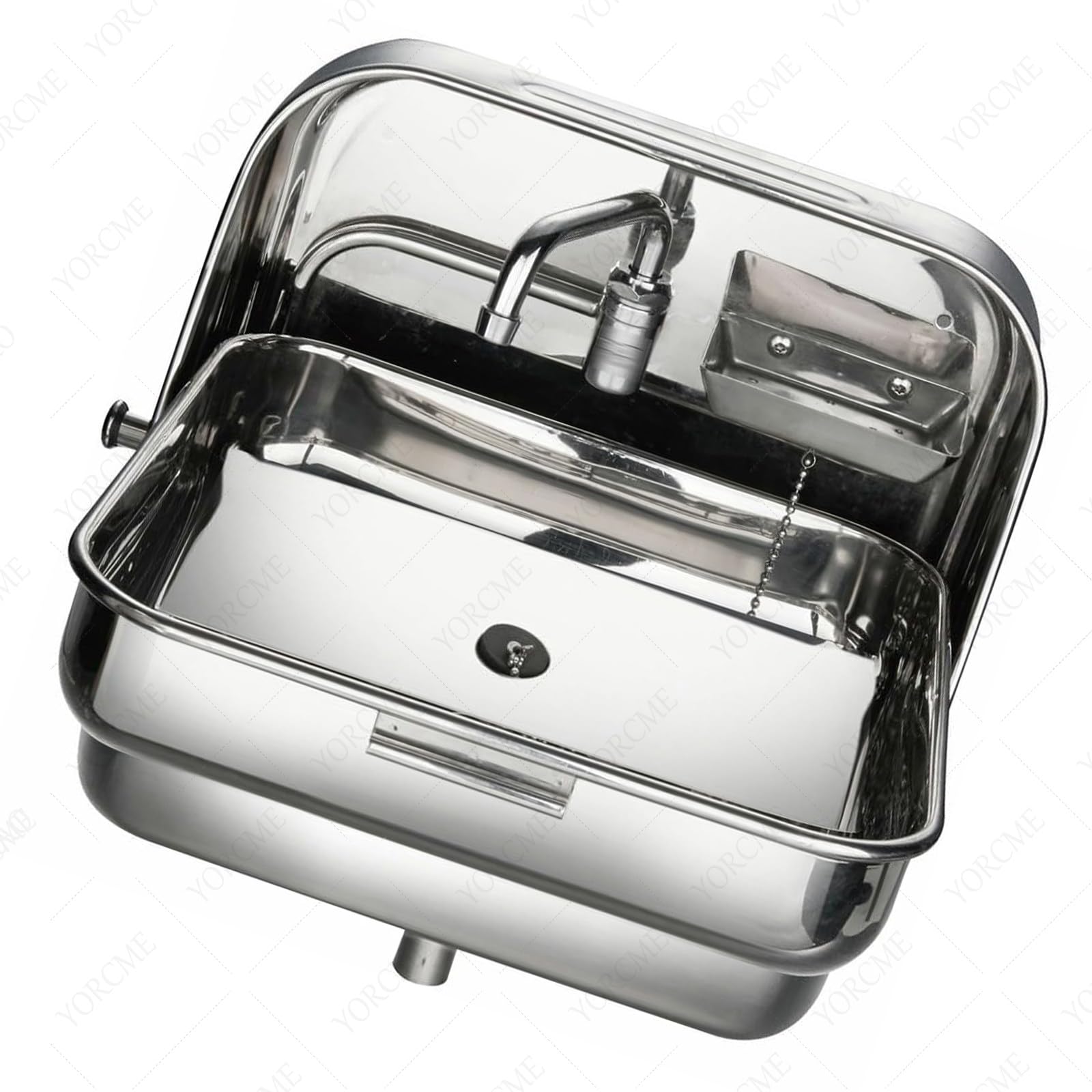 Lavello Pieghevole per Camper da Esterno - Lavandino da Parete in Acciaio Inox con Scarico rapido - per Giardino, Cantina e Viaggi - Resistente alla corrosione