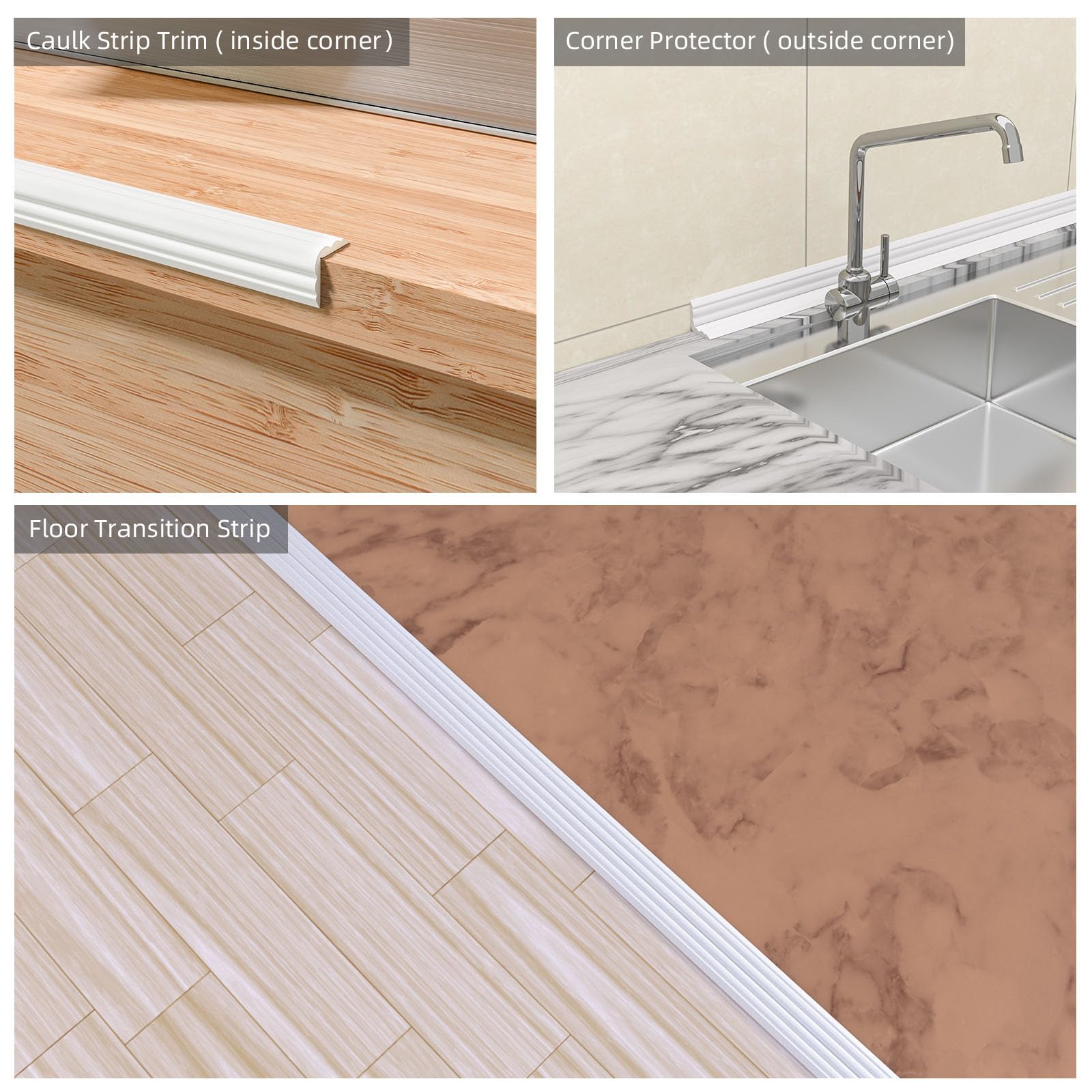 Flexible Inside & Outside Corner Trim Moulding, Peel And