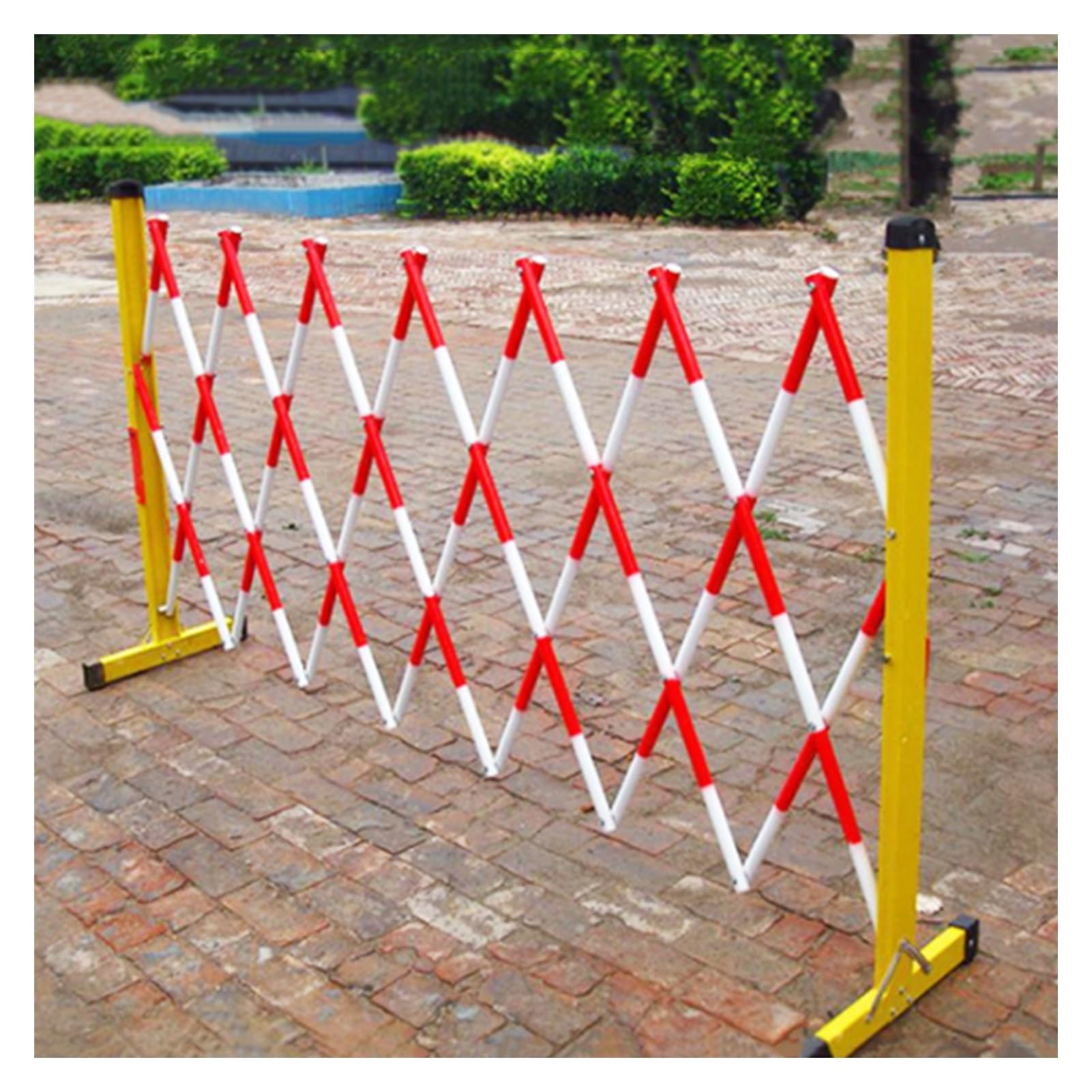 Espandibile le Bcade - Cancello di parcheggio portatile alto 1,9 m, rosso e bianco, pieghevole, per costruzione di strade esterne e vialetti, lunghezza 4 m