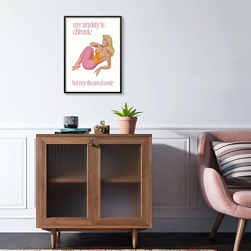 Miniatura 4 de Funky Sexy - Póster de pared para mujer, con cita divertida, para ansiedad social, 60 y 70 años, diseño vintage de ama de casa, impresiones en