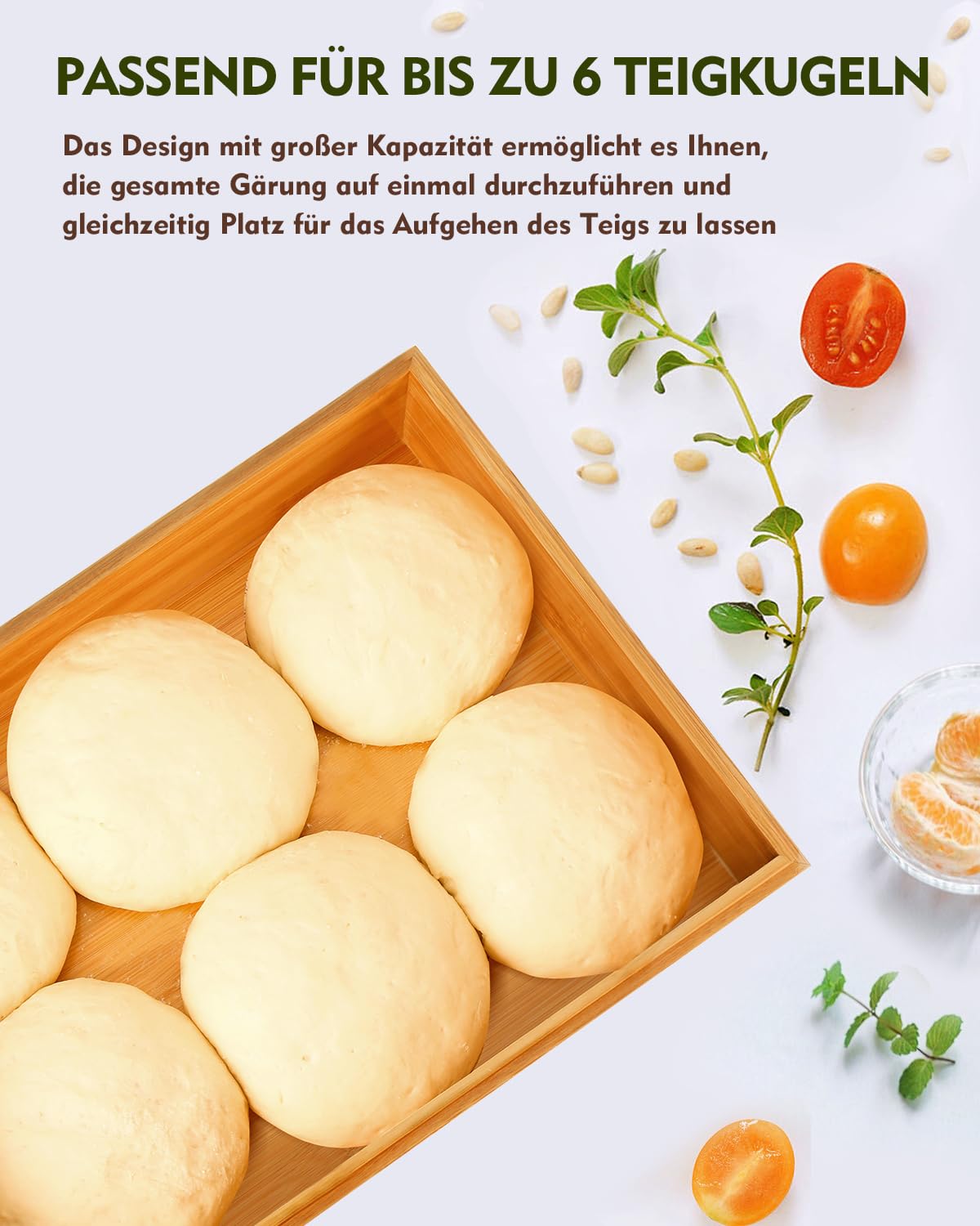 Pudełko na kulki do pizzy z pokrywką z bambusa, pudełko do przechowywania z pokrywką – pudełko do fermentacji ciasta na pizzę – akcesoria do pizzy