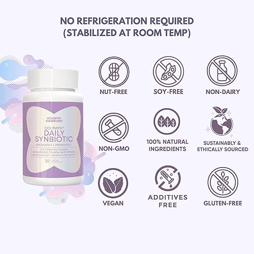 Miniatura 7 de Holistic Viewpoint CoLymph - Probiótico diario de 62.5 mil millones de UFC, alta potencia con 14 cepas de diversidad y prebióticos, sin lácteos para