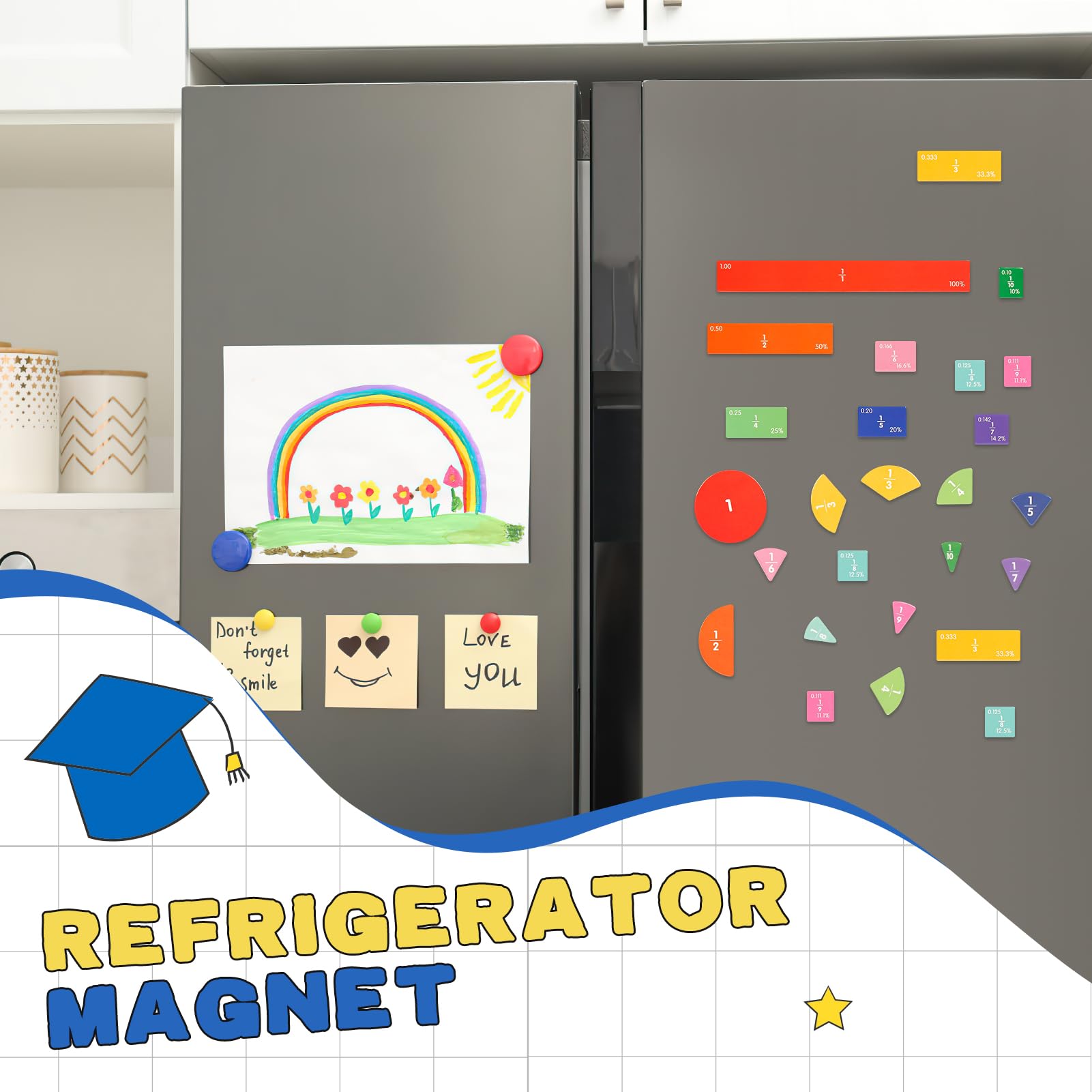 Kit De Fractions Magnétiques Pour Enfants - Apprentissage Mathématiques Par Le Jeu - À Partir De 6 Ans