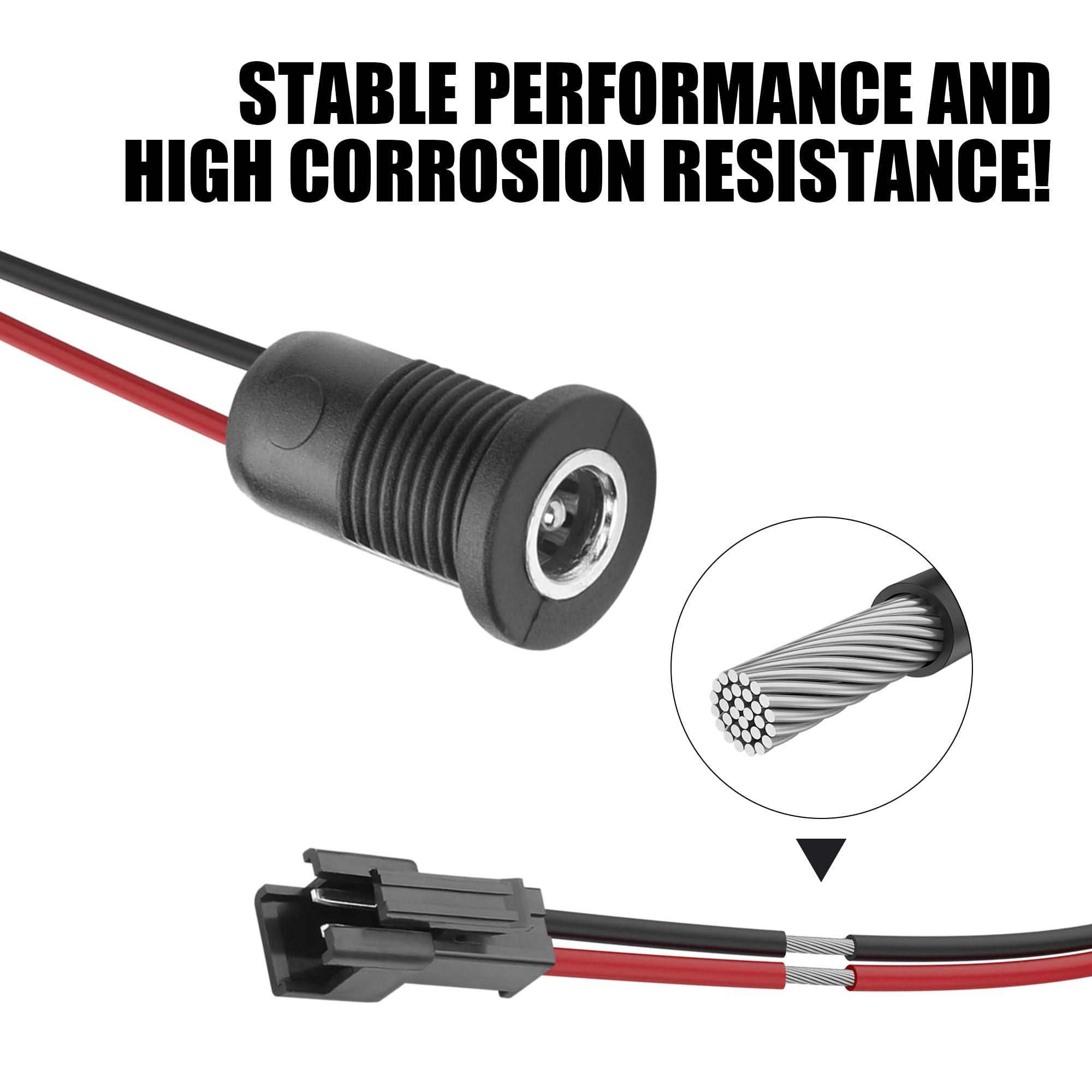 4 Connettori DC 5.5x2.1mm Femmina A JST SM 2 Pin Maschio | YACSEJAO IP68 Con Copertura Impermeabile