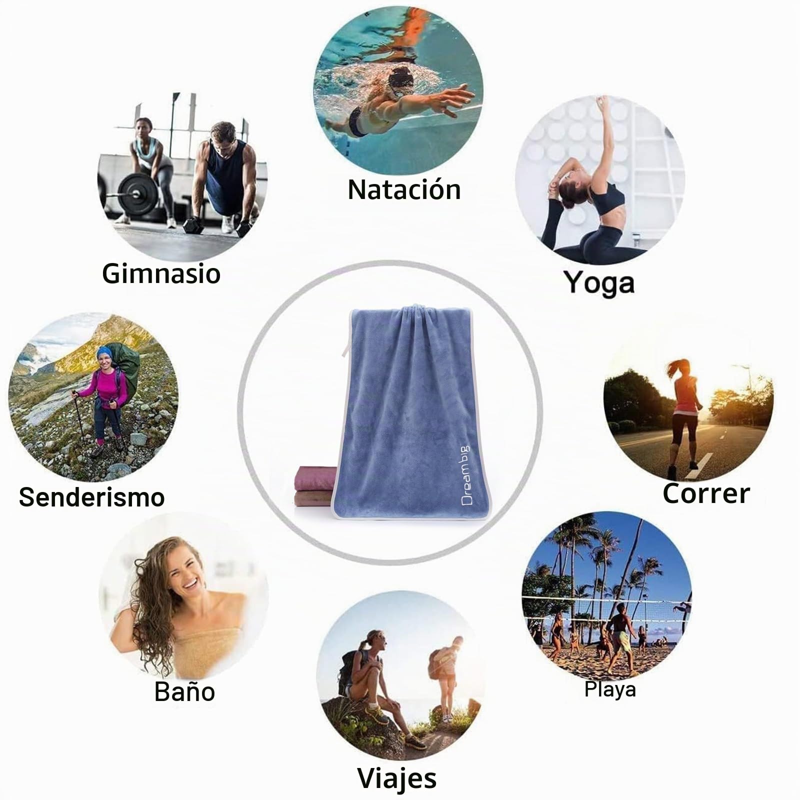 Toallas Deportivas Microfibra 3PCS, Secado Rápido y Ultra Absorbentes, Toalla Gimnasio Compacta y Ligera con Lazo, Suave Sin Pelusas para Fitness Viaje Yoga Natación 71x34,5 cm