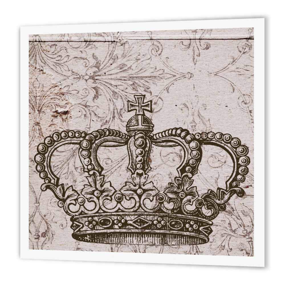 3dRose ht_110244_3 Vintage Bronze Crown-Iron On Heat Transfer, 10 by 10", for White Material