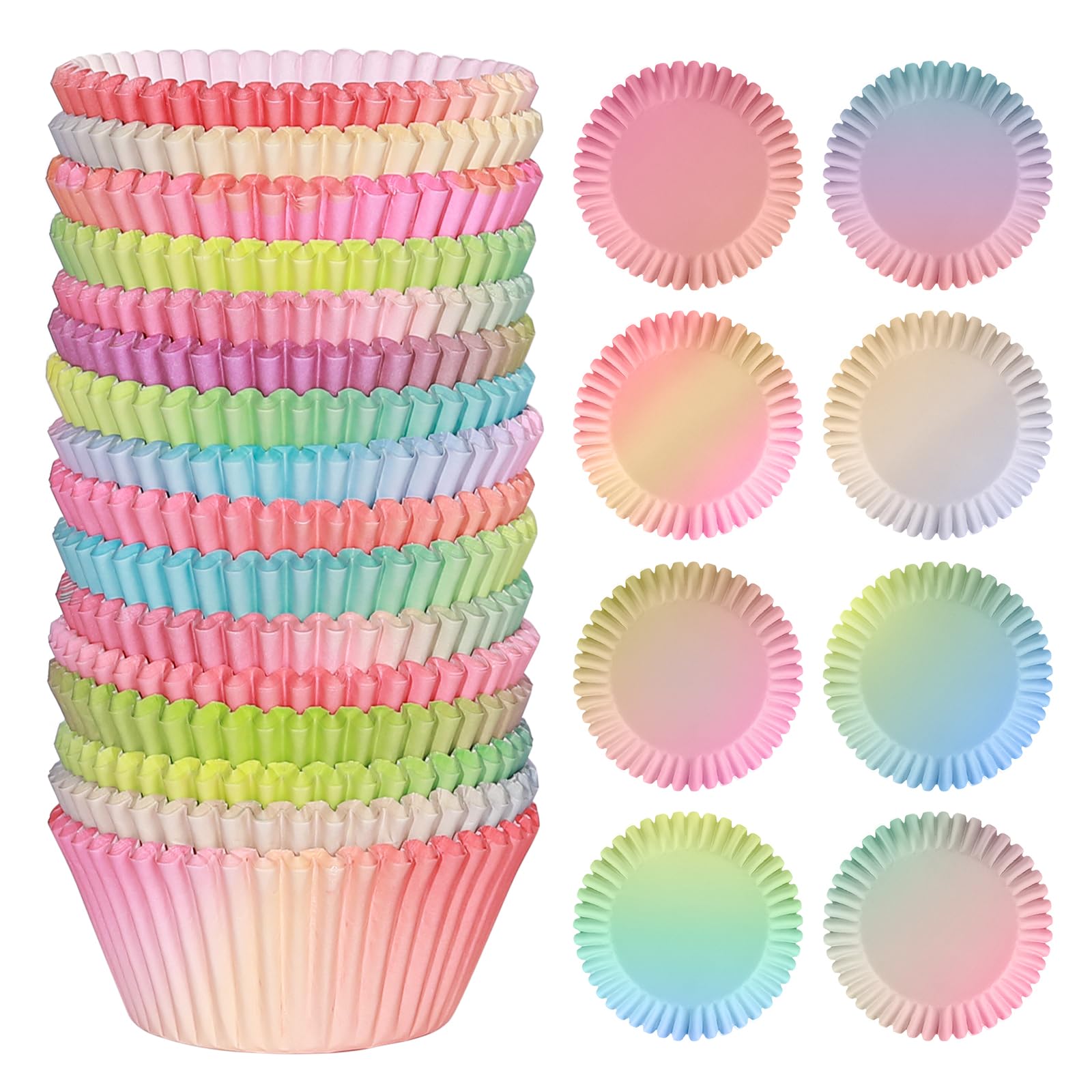 SKIDEC Standard Cupcake Liners 400 Count Colorful Paper Baking Cups Disposable Cupcake Wrappers for Wedding and Party Baking Supplies (Gradient Color)