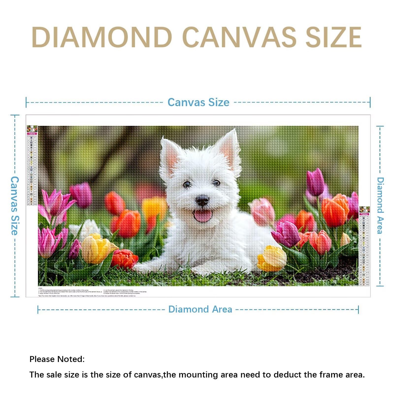 Diamond Painting Adultos Perro Pintura Diamante, Flor Diamond Painting 5D Completo, DIY Cuadrado Cristal Bordado Punto de Cruz Cuadros de Diamantes para Decoracion Hogar, Regalo Mujer 160x80cm 0J-414