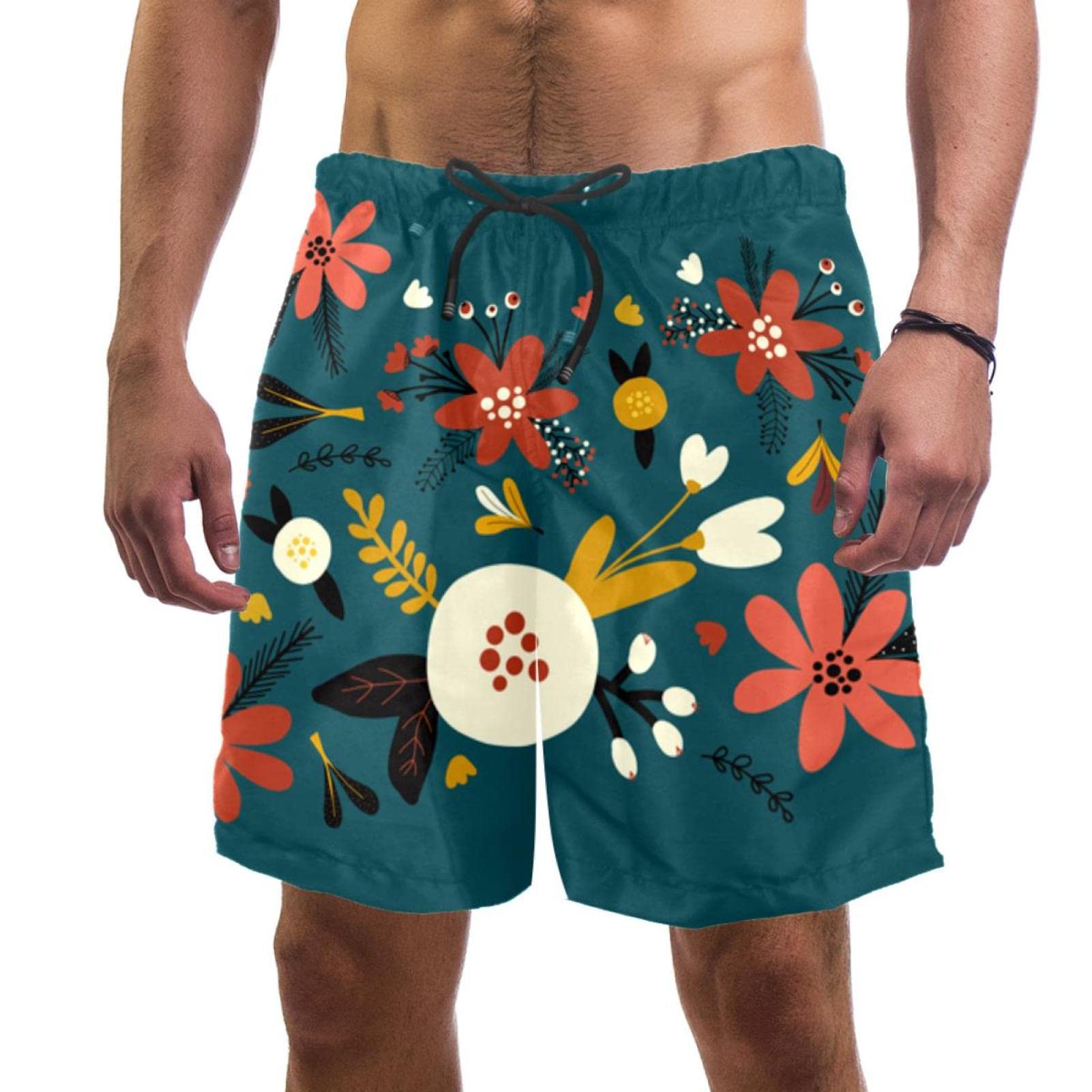 Maillots de Bain Homme JDEZ Short Plage Séchage Rapide Fleuri - 5
