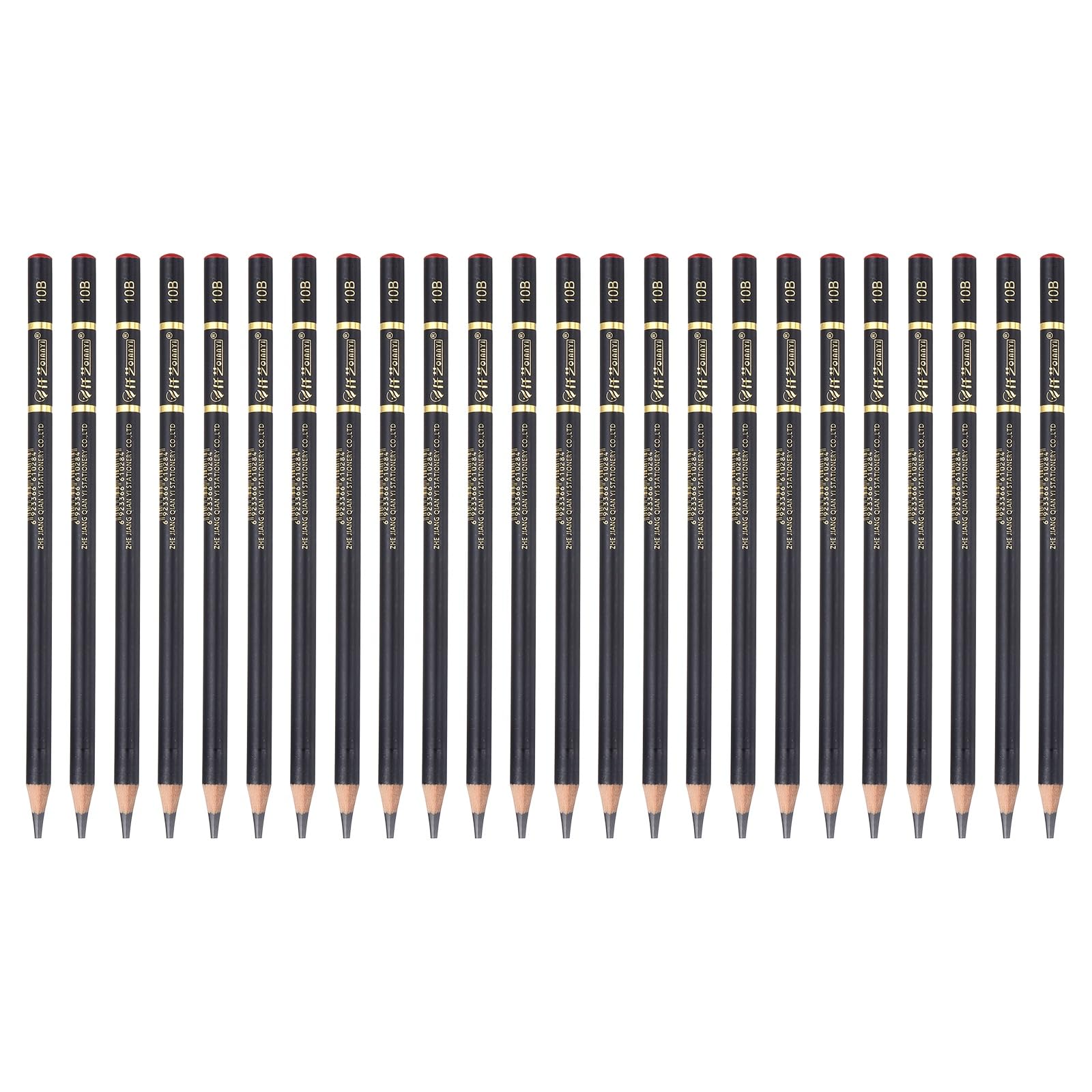 PATIKIL 24Pcs Graphite Pencils, Round 10B Refill Wood-case Sketching Pencils Pre-sharpened Sketch Art Supplies for Home Office Classroom Artist Painting Sketching Study, Black
