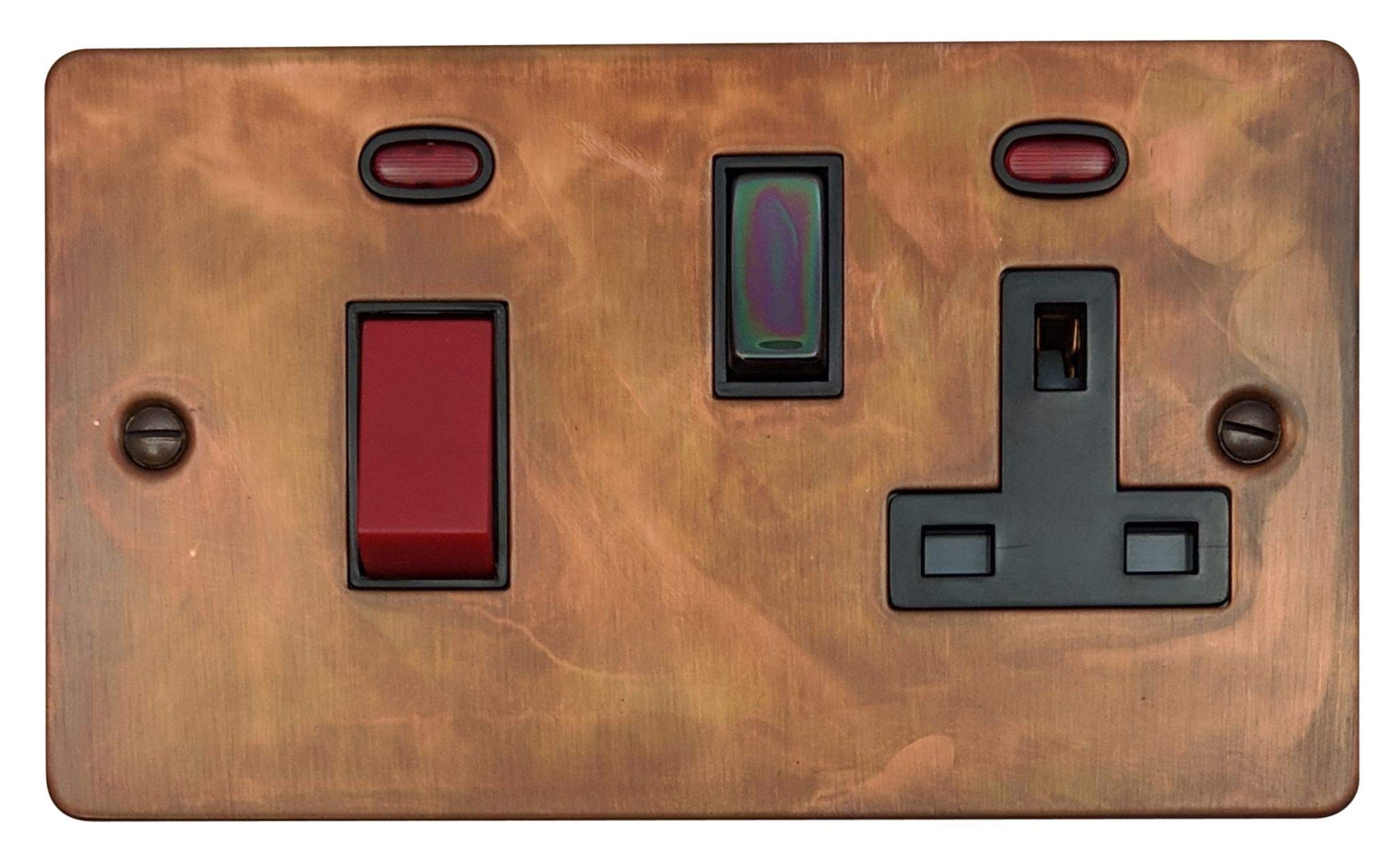 G&H Brassware Black Flat Tarnished Copper Cooker Switch With Socket ( Nickel Switch) - Ftc329