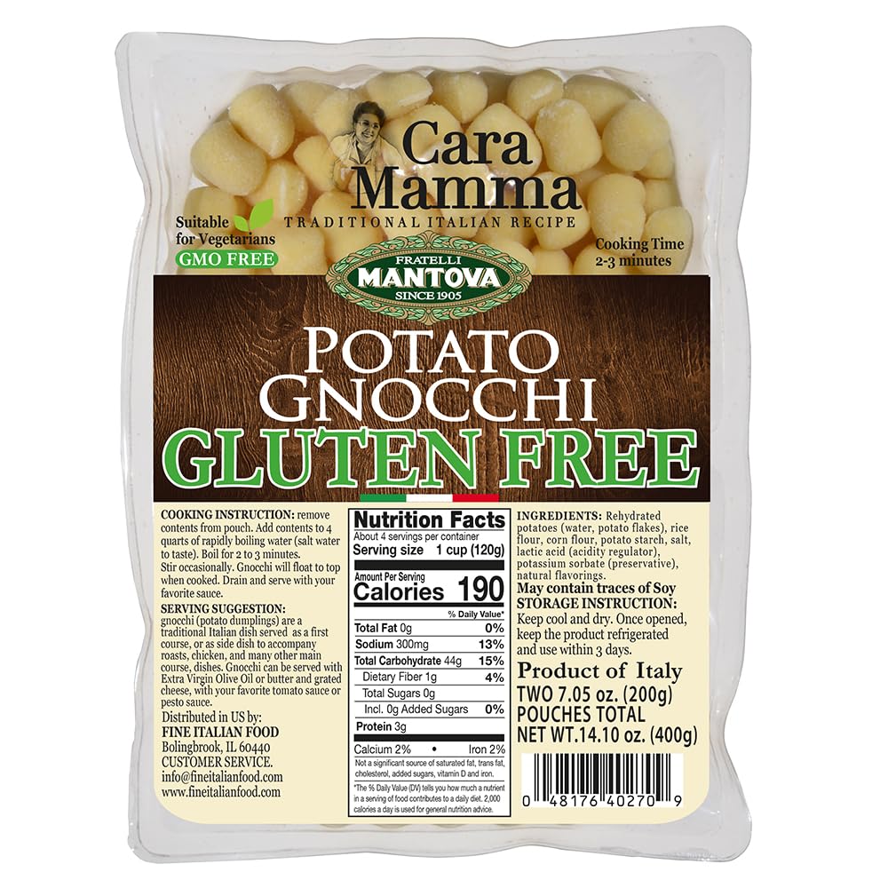 Mantova Gluten-Free Potato Gnocchi, 14.10oz, Product of Italy (Pack of 2)