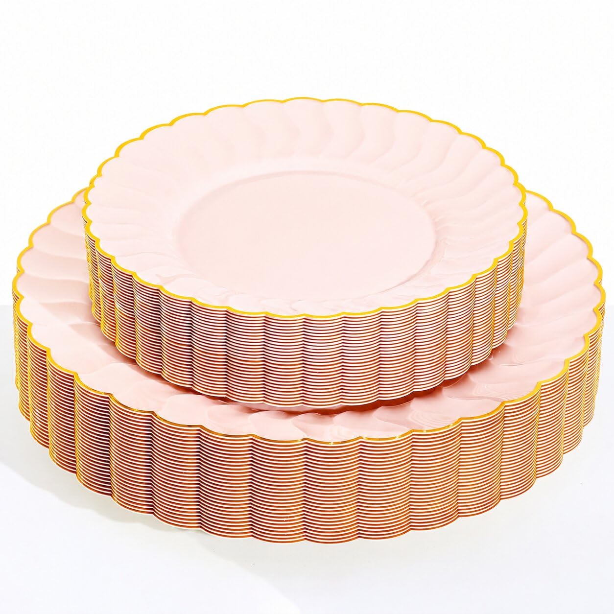 Pink Scalloped Plates - 150 Pcs for Parties & Events -12