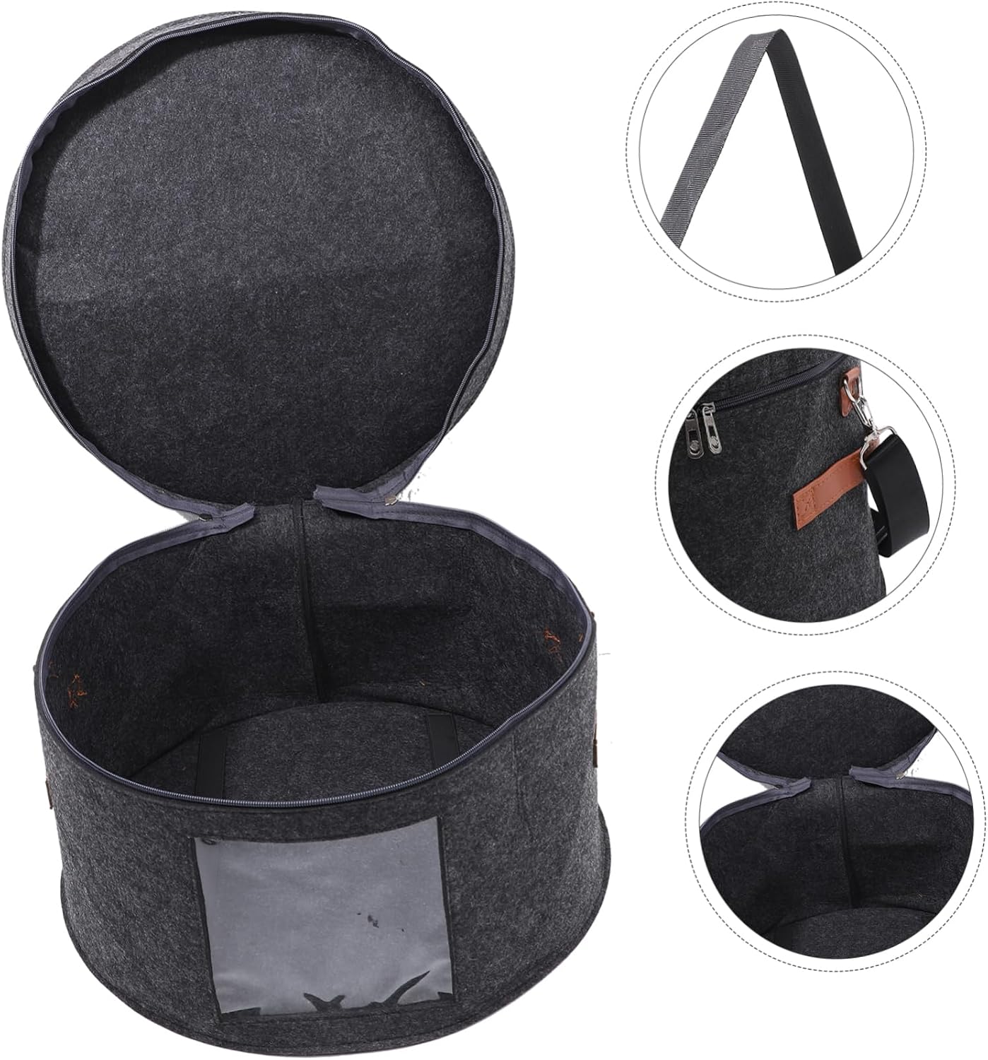 Amosfun Hat Storage Box for Travel, Foldable Felt Carrier Case