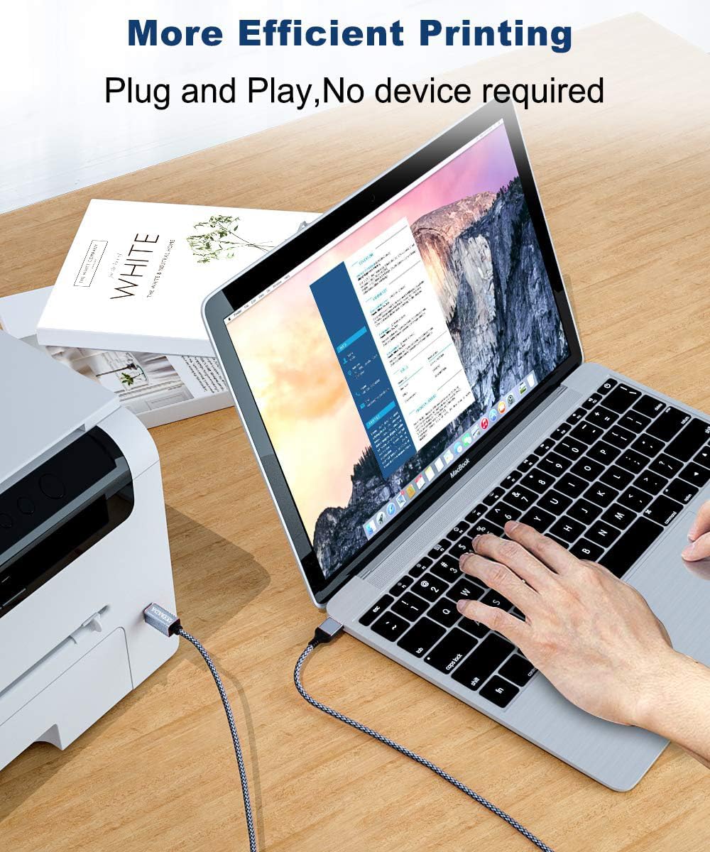 AkoaDa Printer Cable,USB A to B Cable 10ft USB 2.0 Printer Cord High Speed Scanner Cord Compatible with HP, Brother, Canon, Dell, Epson, Lexmark, Xerox, Samung and More