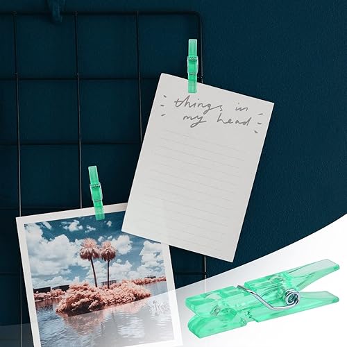 Miniatura 41 de BronaGrand 100pcs Mini Clear Plastic Utility Paper Clip, Clothespins Clip, Clothes Line Clips,Photo Clips