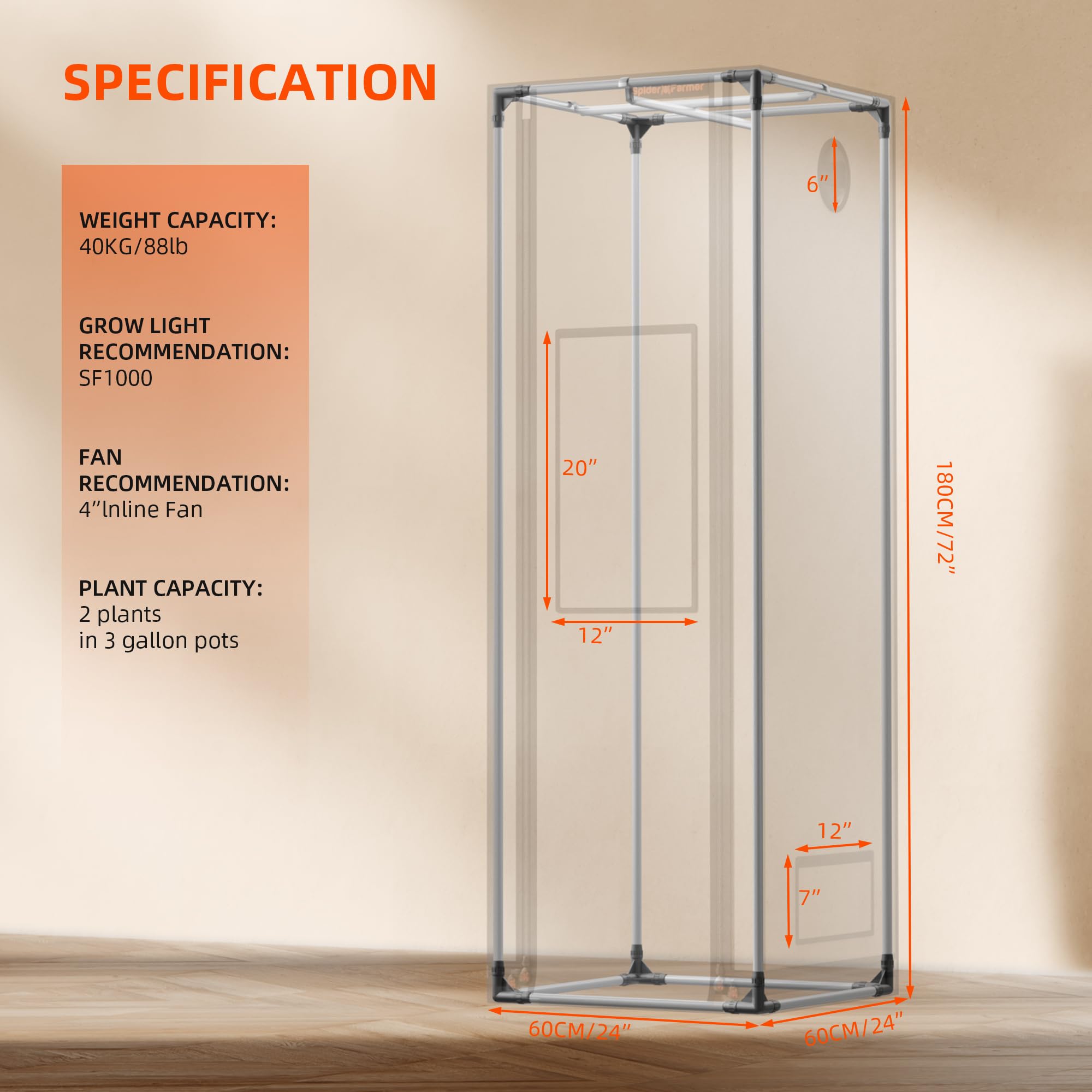 Spider Farmer Tienda de campaña Pro Series SF-60X60X180