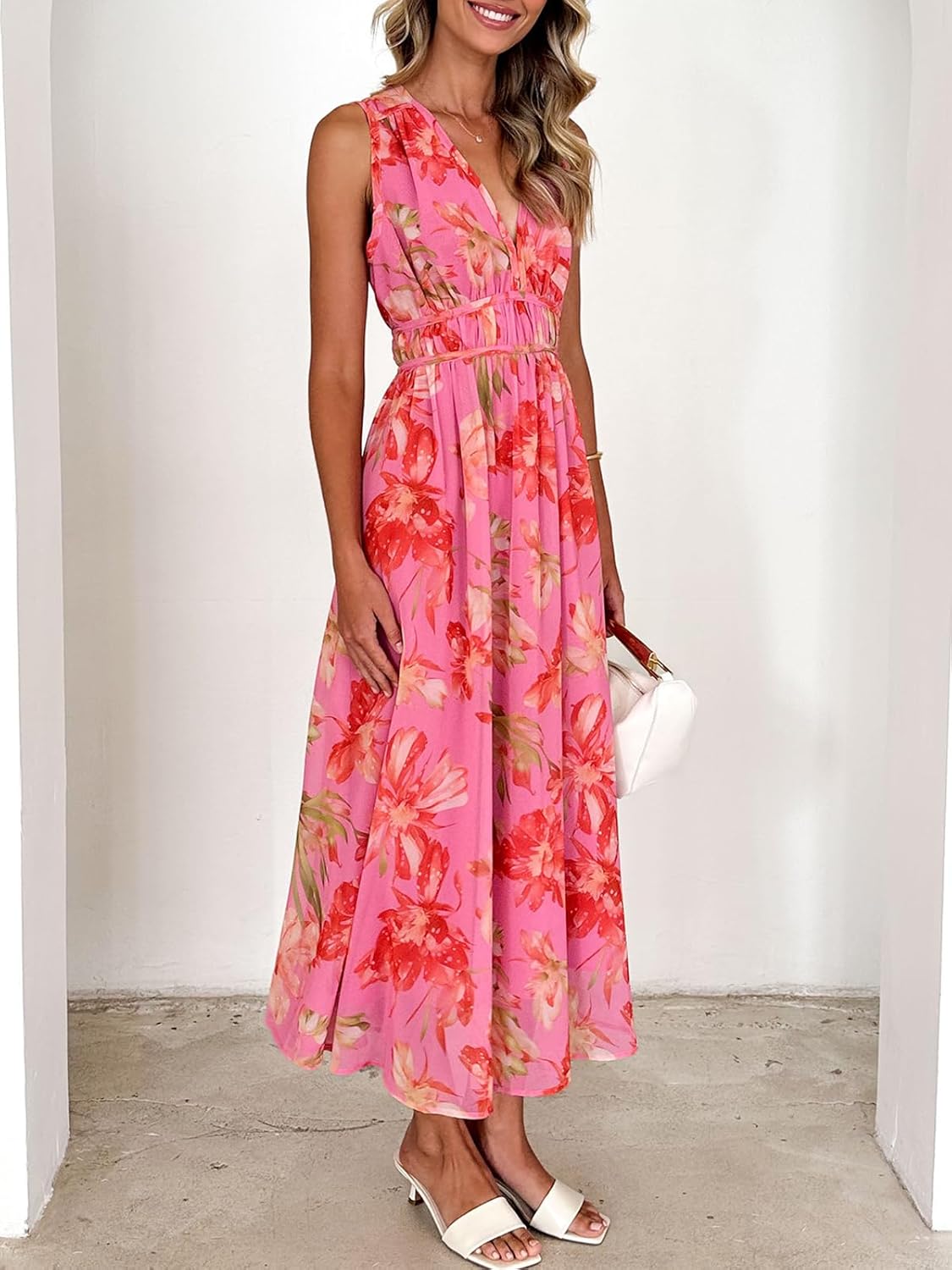 Women's Sleeveless Floral Maxi Dress 2026 Sundresses Spring Summer Wedding Guest - Image 4