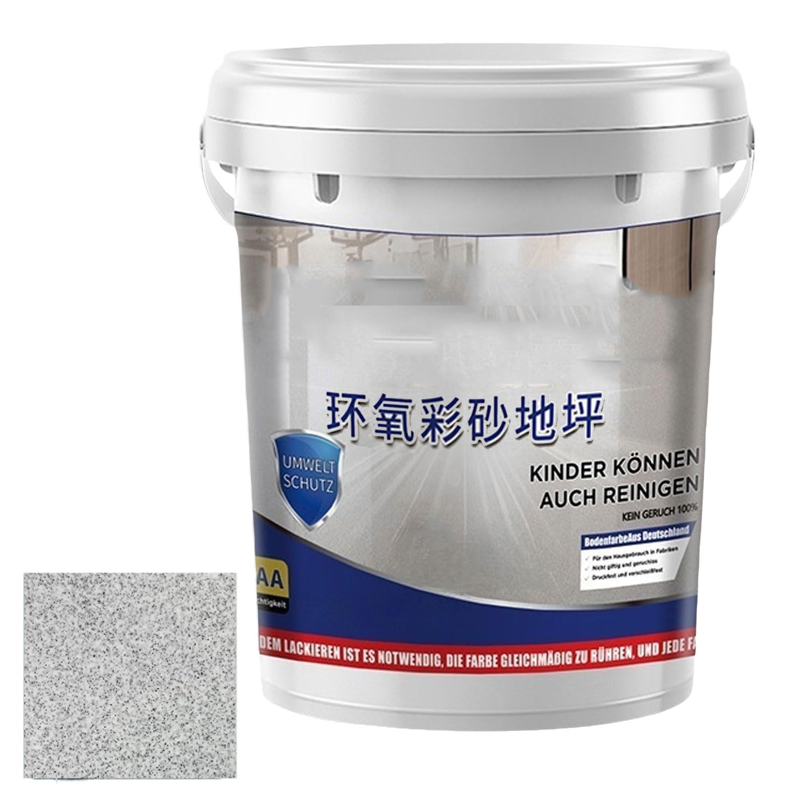 Epoxy Floor Paint, Self Leveling Epoxy Colored Sand Floor Paint, Fast Drying, Stain-Resistant For Concrete Tile Wood Countertop Decorative Finish (Light Grey, 3KG)