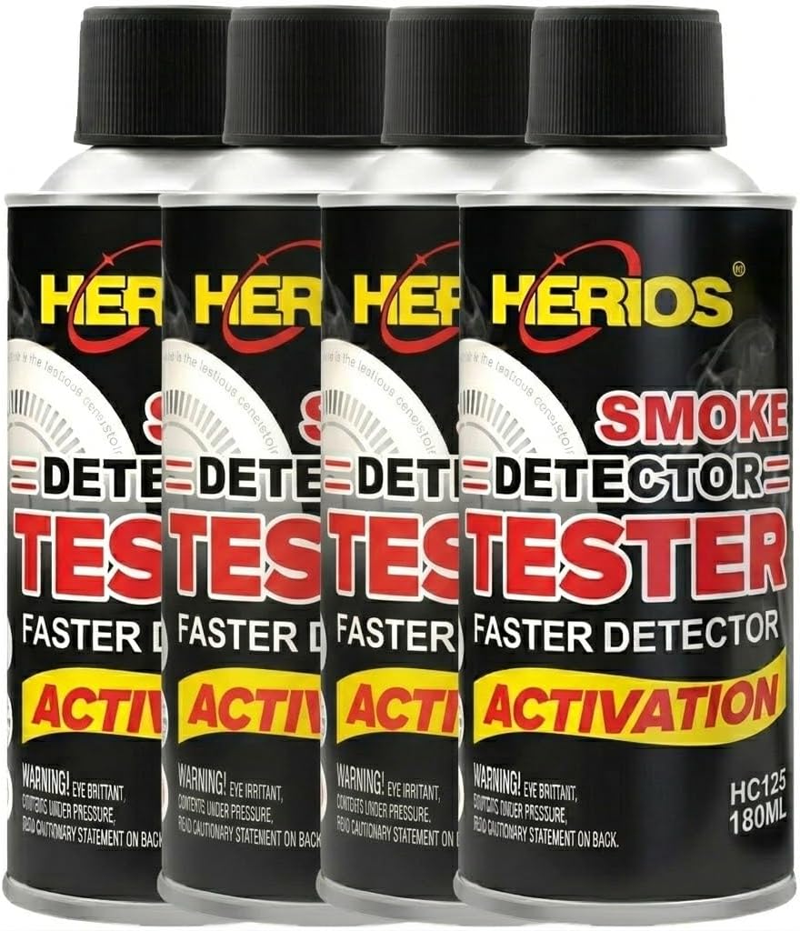 HERIOS Fire Alarm Smoke Detector Tester Spray, 180ml, Quick Test, No Stains, 2 Pack