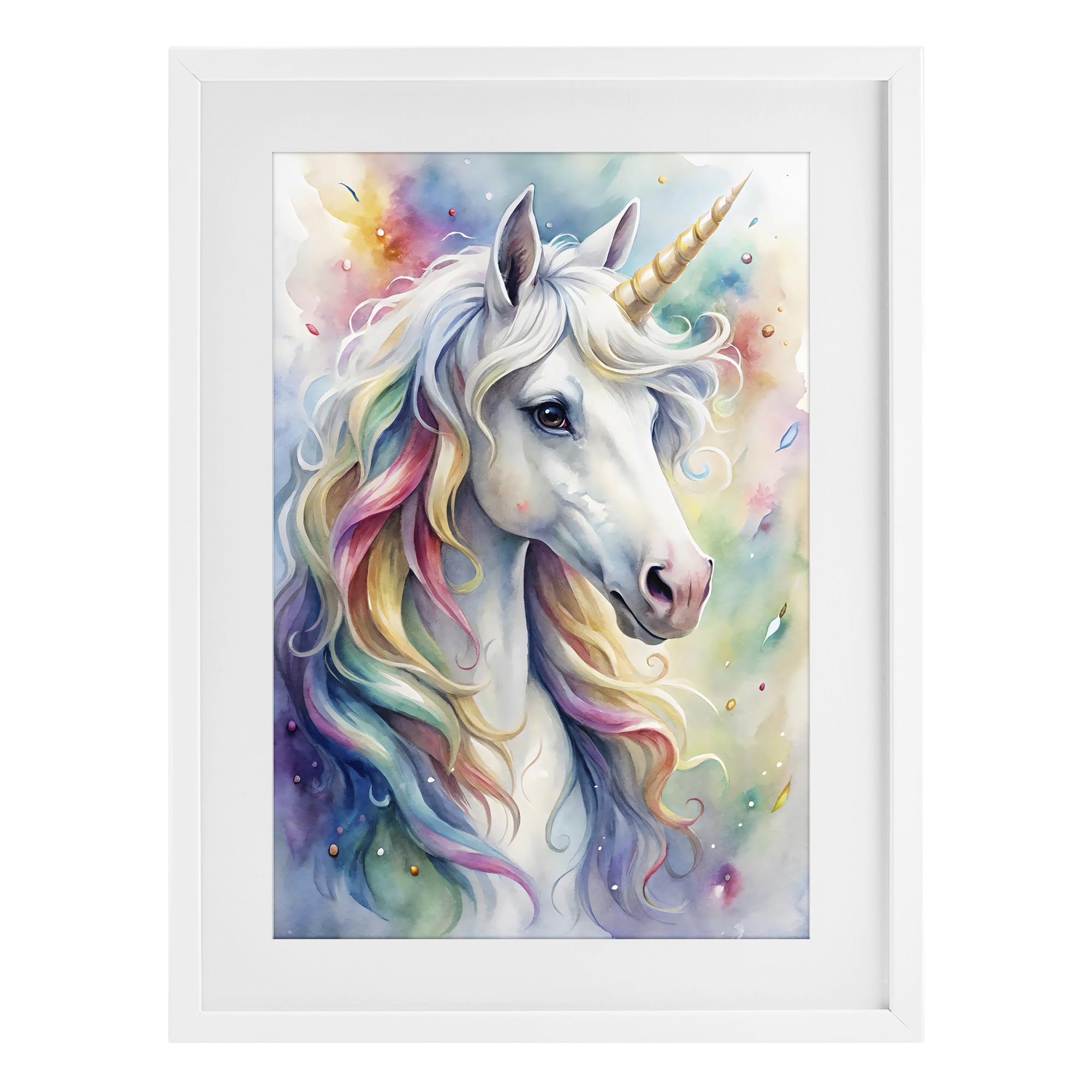 Stupell Industries Pastel Unicorn Magic 'Pastel Colorful Unicorn'| Framed Print Under Glass