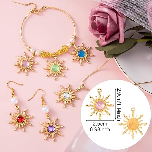 Miniatura 2 de Joez Wonderful 30 dijes de sol, dije de girasol chapado en oro de aleación, cuentas de ojo para bricolaje, aretes hechos a mano, collar, pulsera,