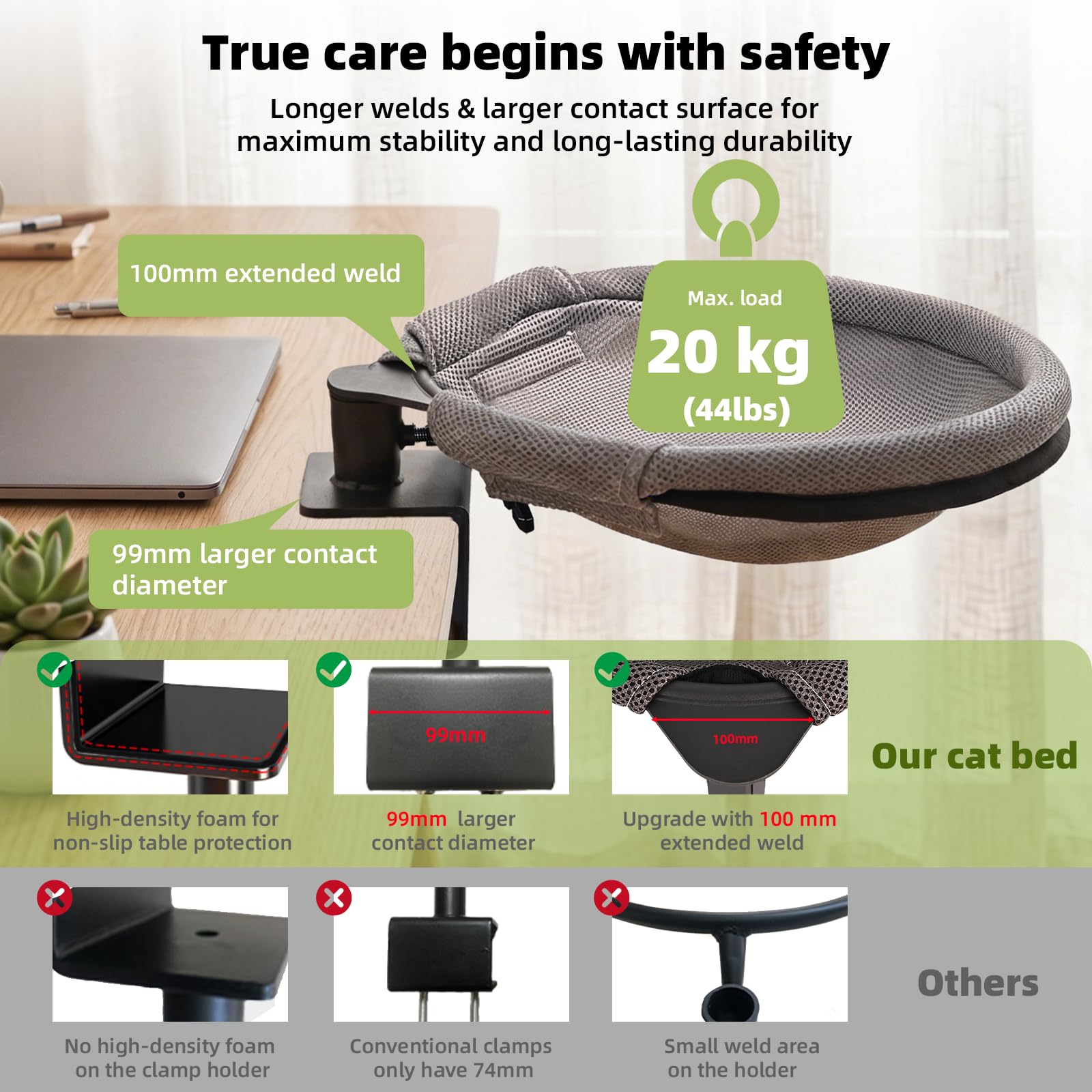 Cuccia Gatto da Scrivania Cat Bed for Desk Cuccia Girevole a 360° da Scrivania con 2 Fodere Sfoderabili Fino a 20 KG per La Casa, l'ufficio