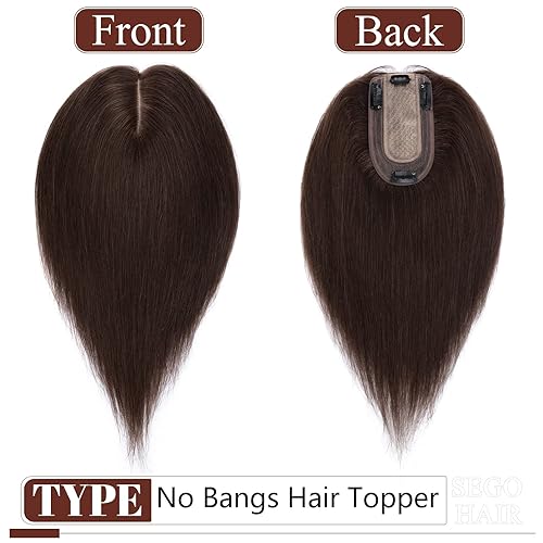 Miniatura 2 de SEGO Cubrecabello humano real para mujer, sin flequillo, con clips antideslizantes (12 pulgadas, #2 marrón oscuro)