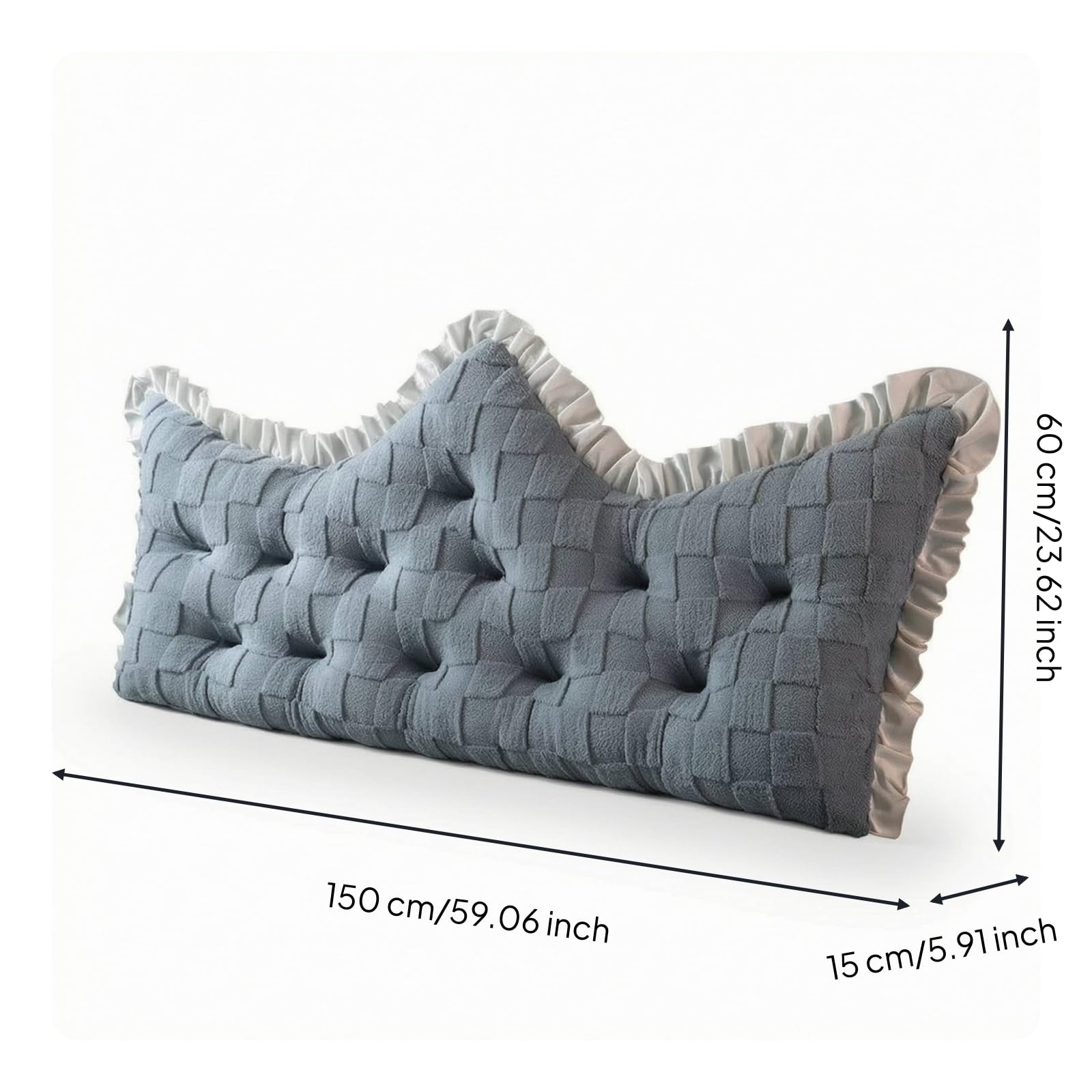 Cuscino Schienale Letto Cuscino Lombare Cuscino Testiera Cuscino Lettura con Superficie Trapuntata Che Allevia La, Grigio Elegante In Velluto Di Ciniglia, Lunghezza 200 Altezza 65cm