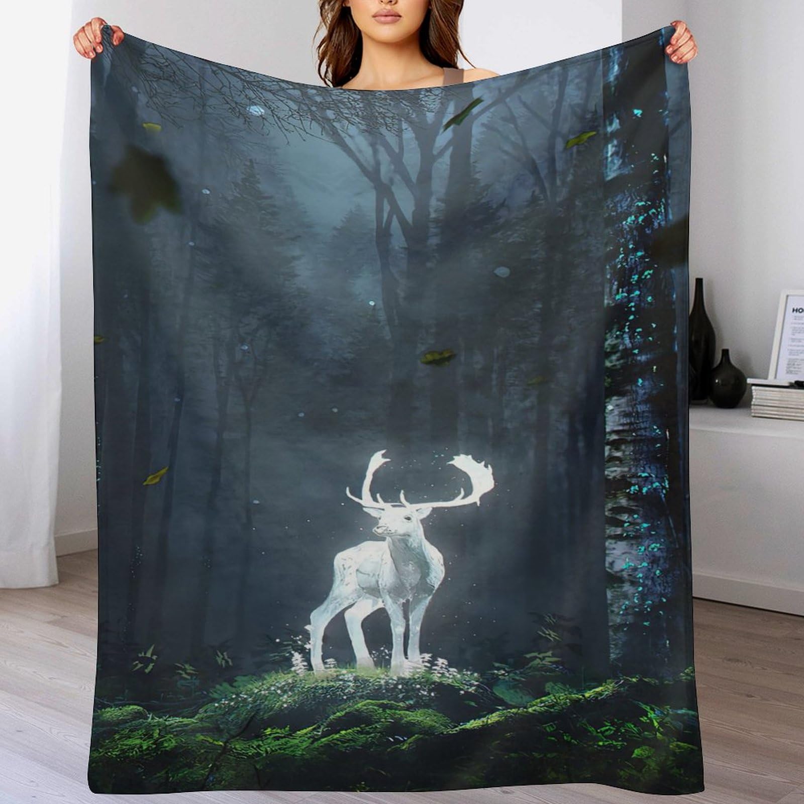 Couverture polaire cerf 180x200cm contre le froid du salon et du lit