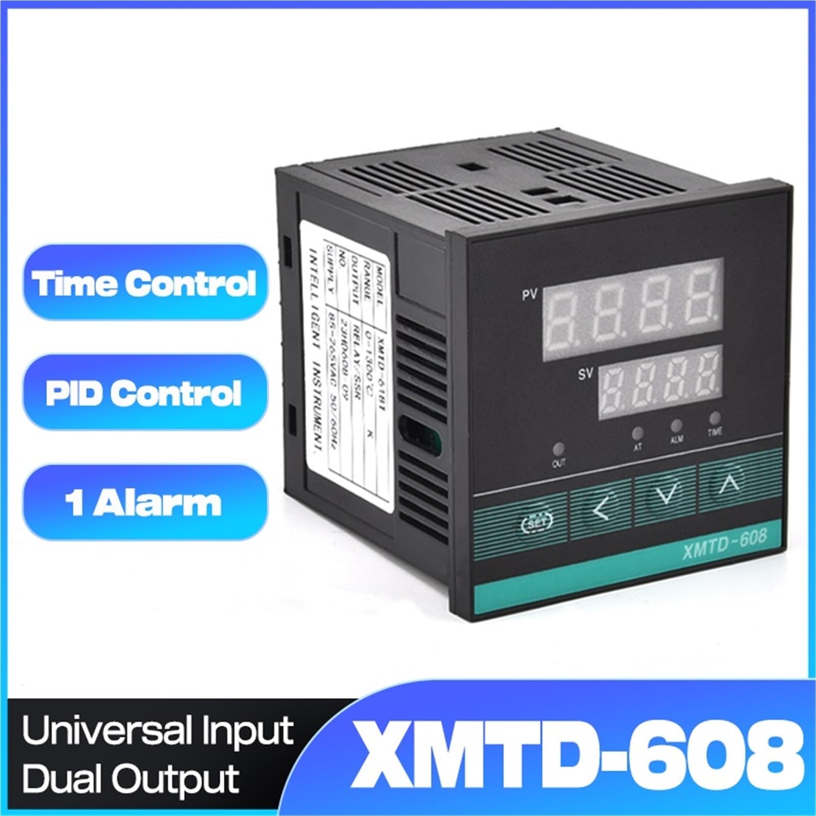 Controlador de temperatura digital PID XMTD-608, 0-1300 ℃, entrada universal, SSR + relé, salida dual, termostato de 85-265 V