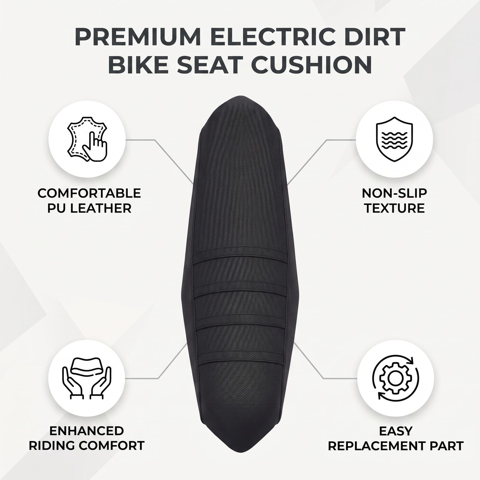 Yctze Coussin de Siège de Vélo Tout-terrain électrique en Cuir Pu Tuttio