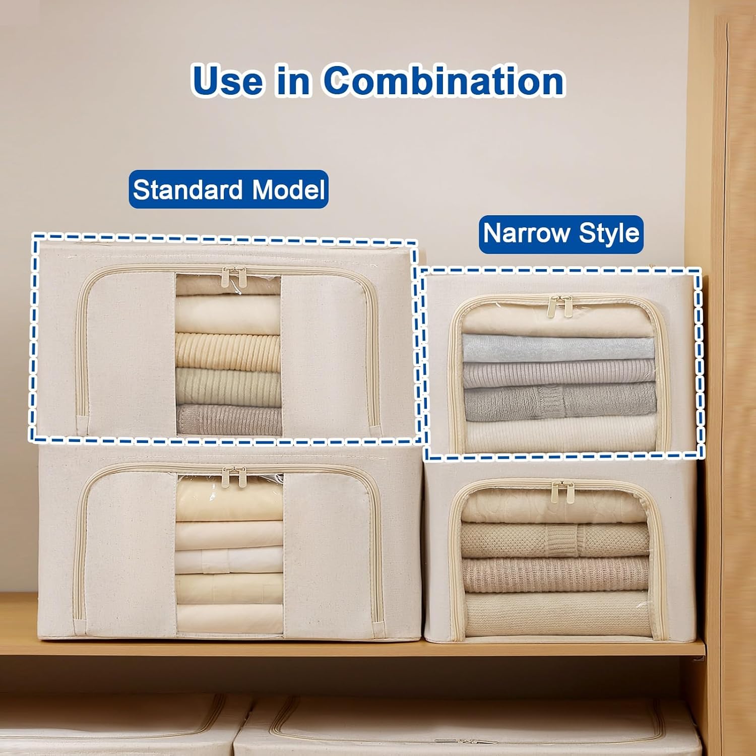 2 Pack Under Bed Clothes Storage, Inder Bed Storage, Foldable and Transparent Window, for Blankets Clothes Toy, College Dorms, Bedrooms, Nursery Rooms(24L)