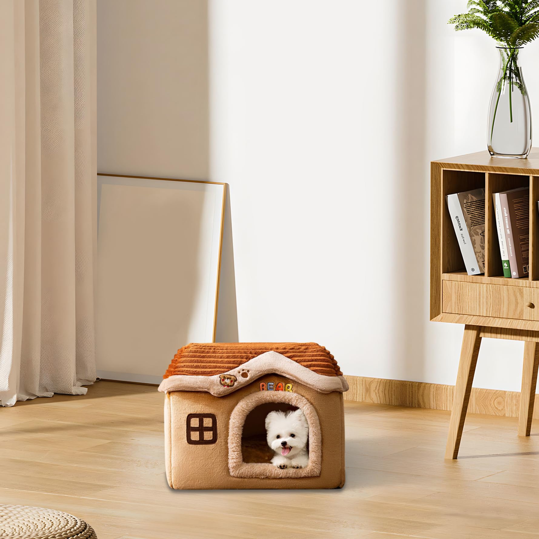 1pc Chien Maison intérieure Chaude détachable Petite Maison de Chien 15,8x11.8x12,6 Pouce Grand château de Chien Espace Cave Lavable pour Chiens lavables pour Les Petits et Moyens Chiens s